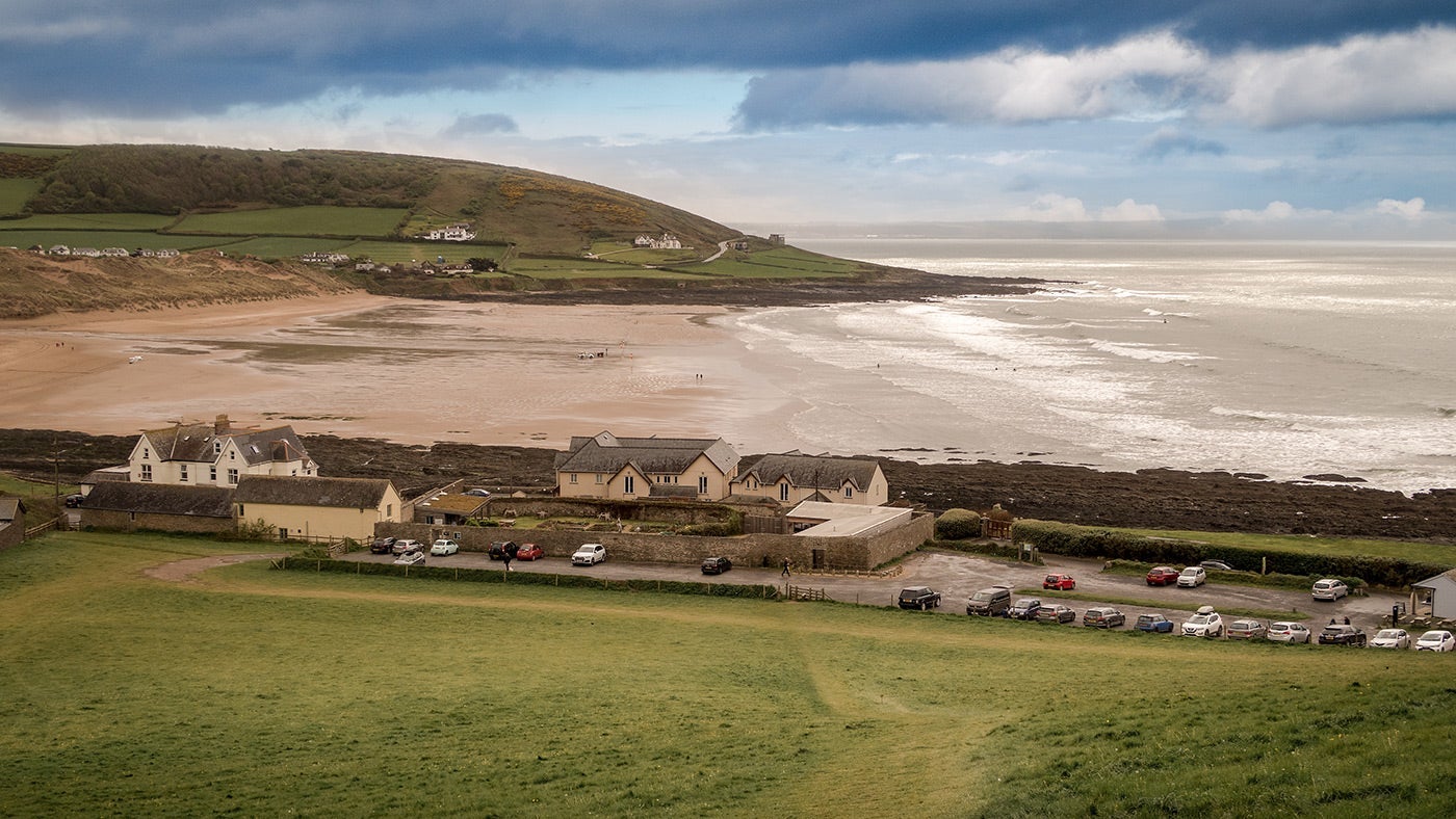The Slipway in its impressive setting, Croyde, Devon