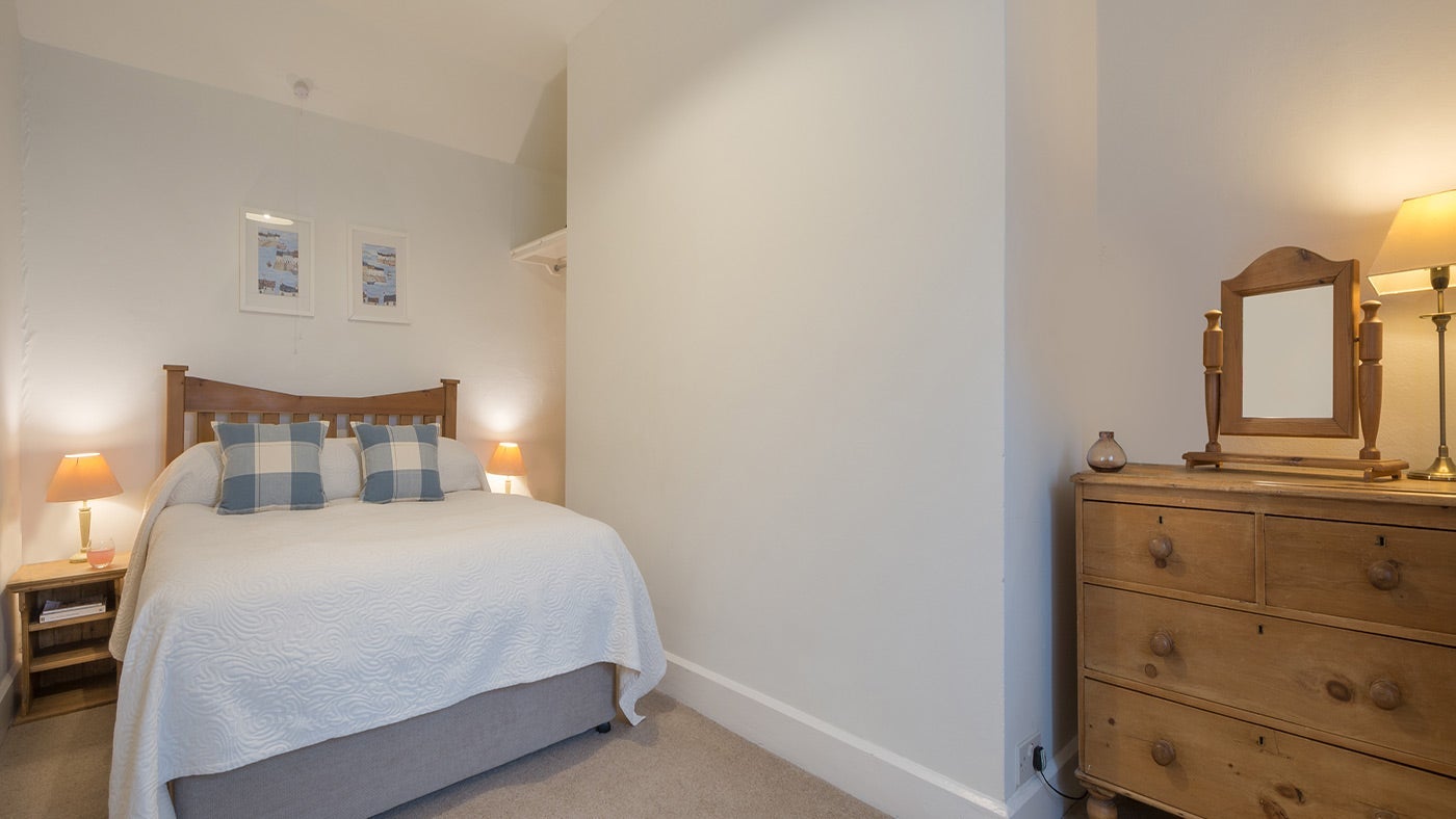 The double bedroom at The Mill Cottage, Devon