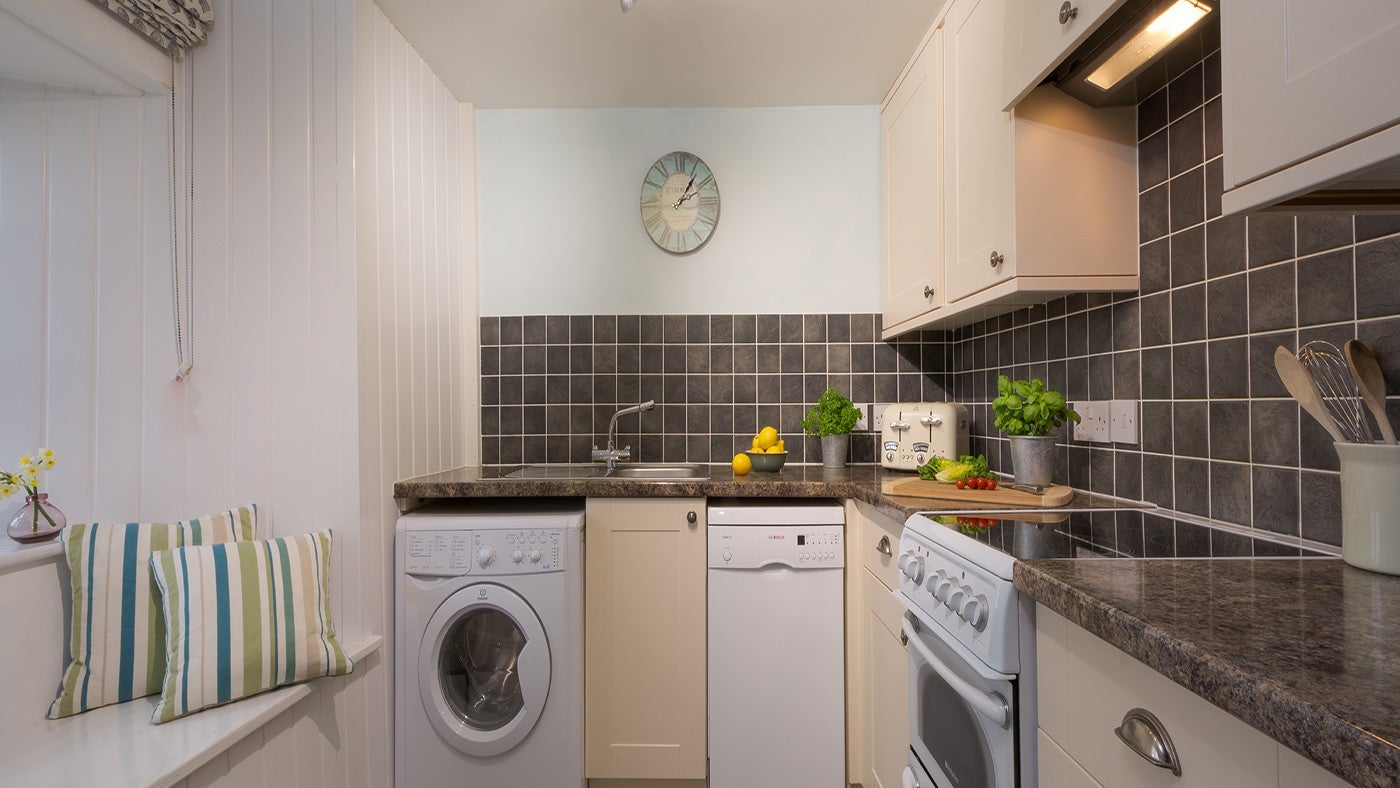 The kitchen at The Mill Cottage, Devon