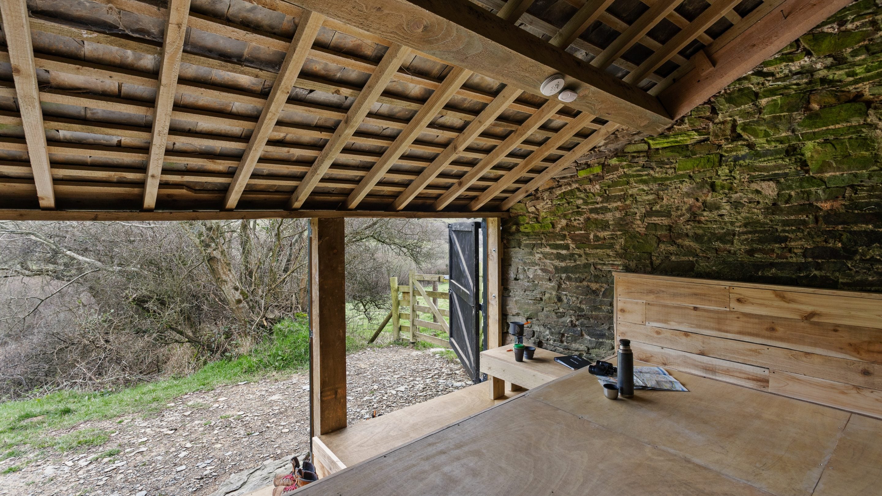 The interior of West Challacombe Bothy, Devon