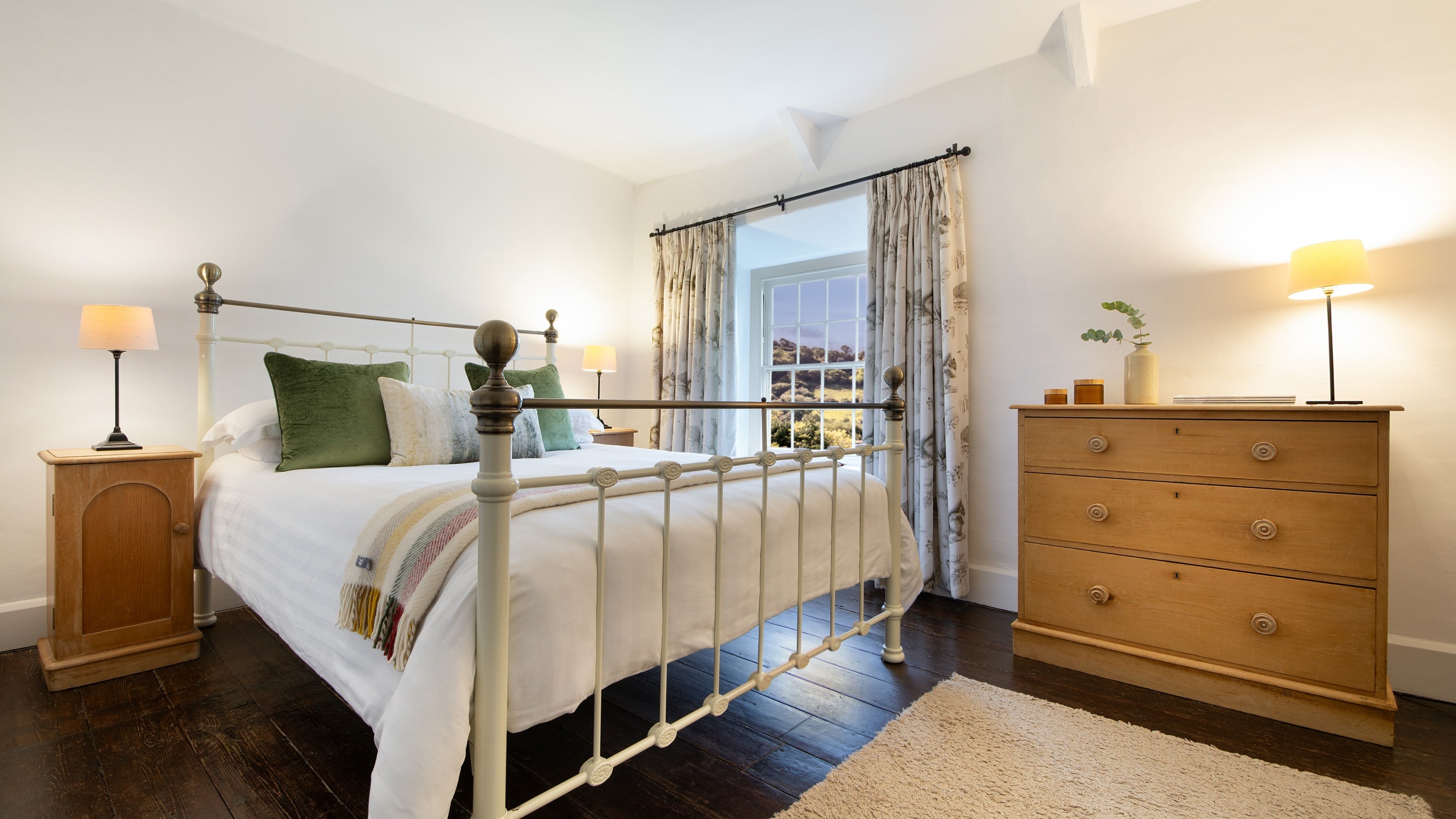 The double bedroom at West Challacombe Cottage, Devon