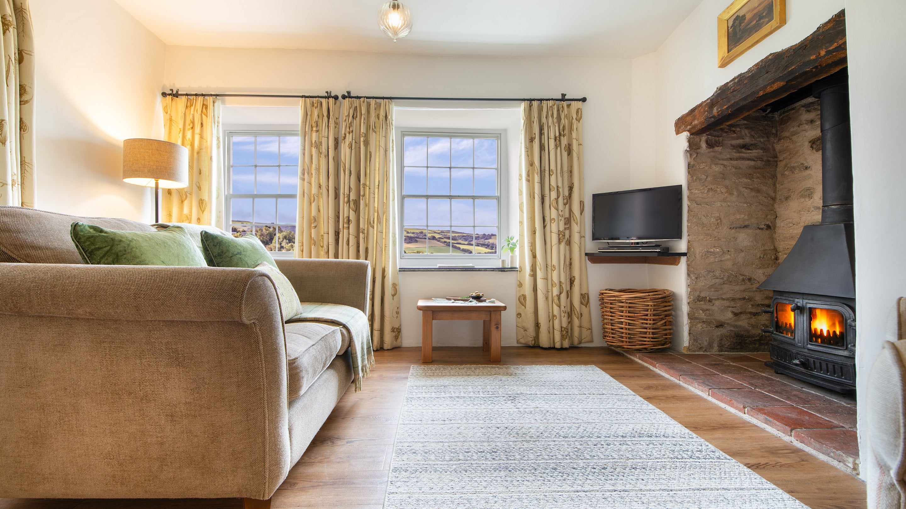 The sitting room at West Challacombe Cottage, Devon