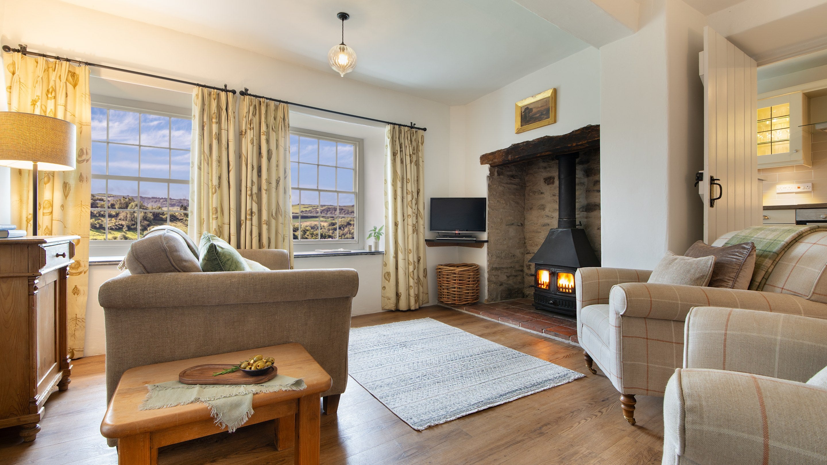 The sitting room at West Challacombe Cottage, Devon
