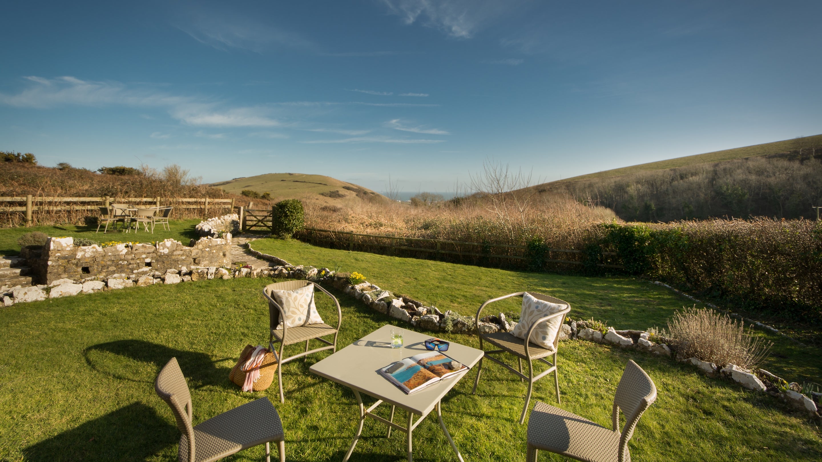 The shared garden at 1 and 2 Currendon Cottages, Dorset
