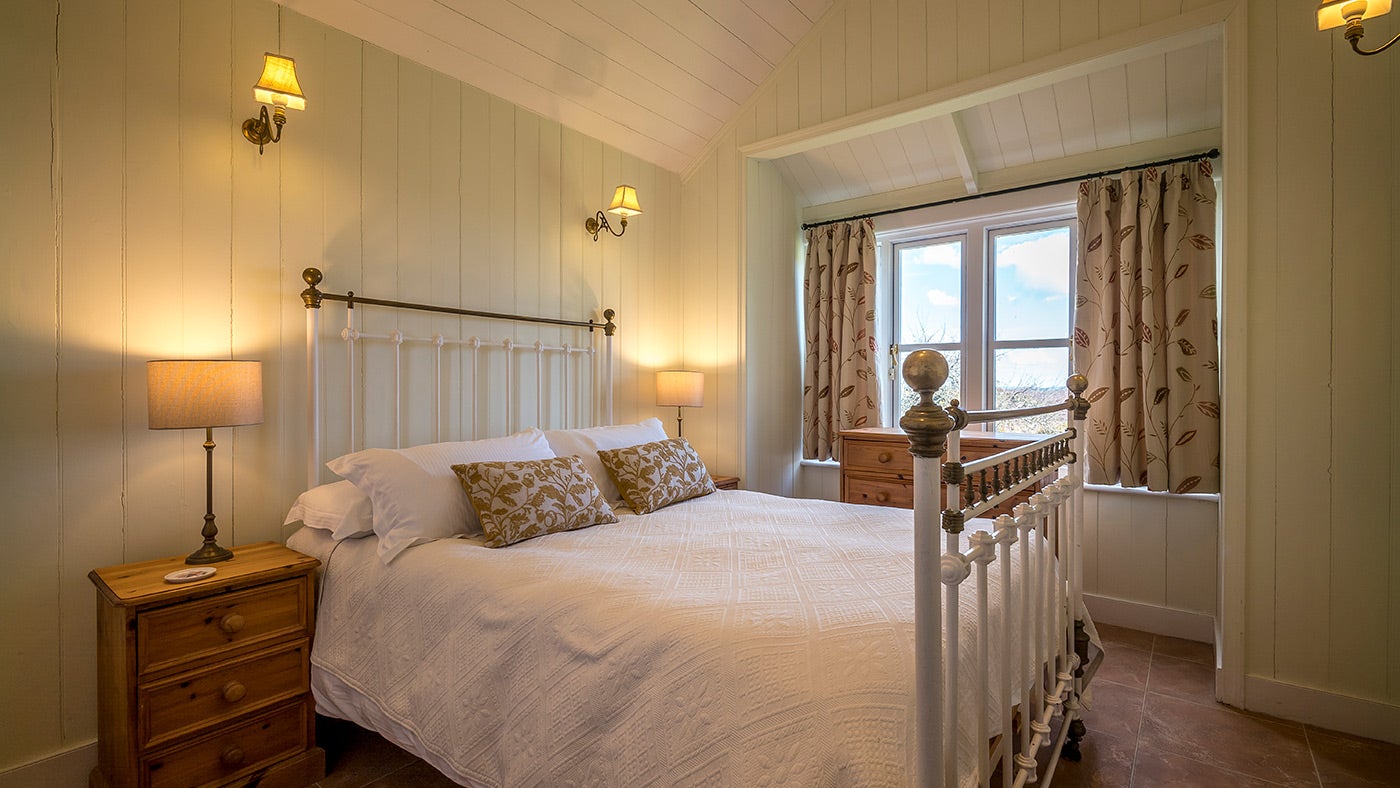 The double bedroom at 1 Heathland Cottages, Dorset