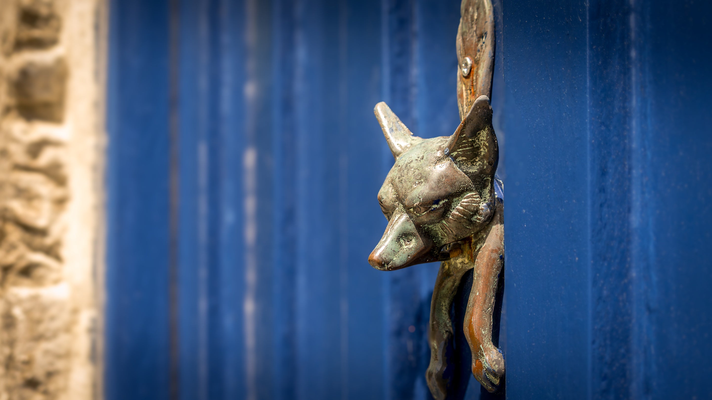 The door knocker in the shape of a fox at Boar Mill Cottage, Dorset