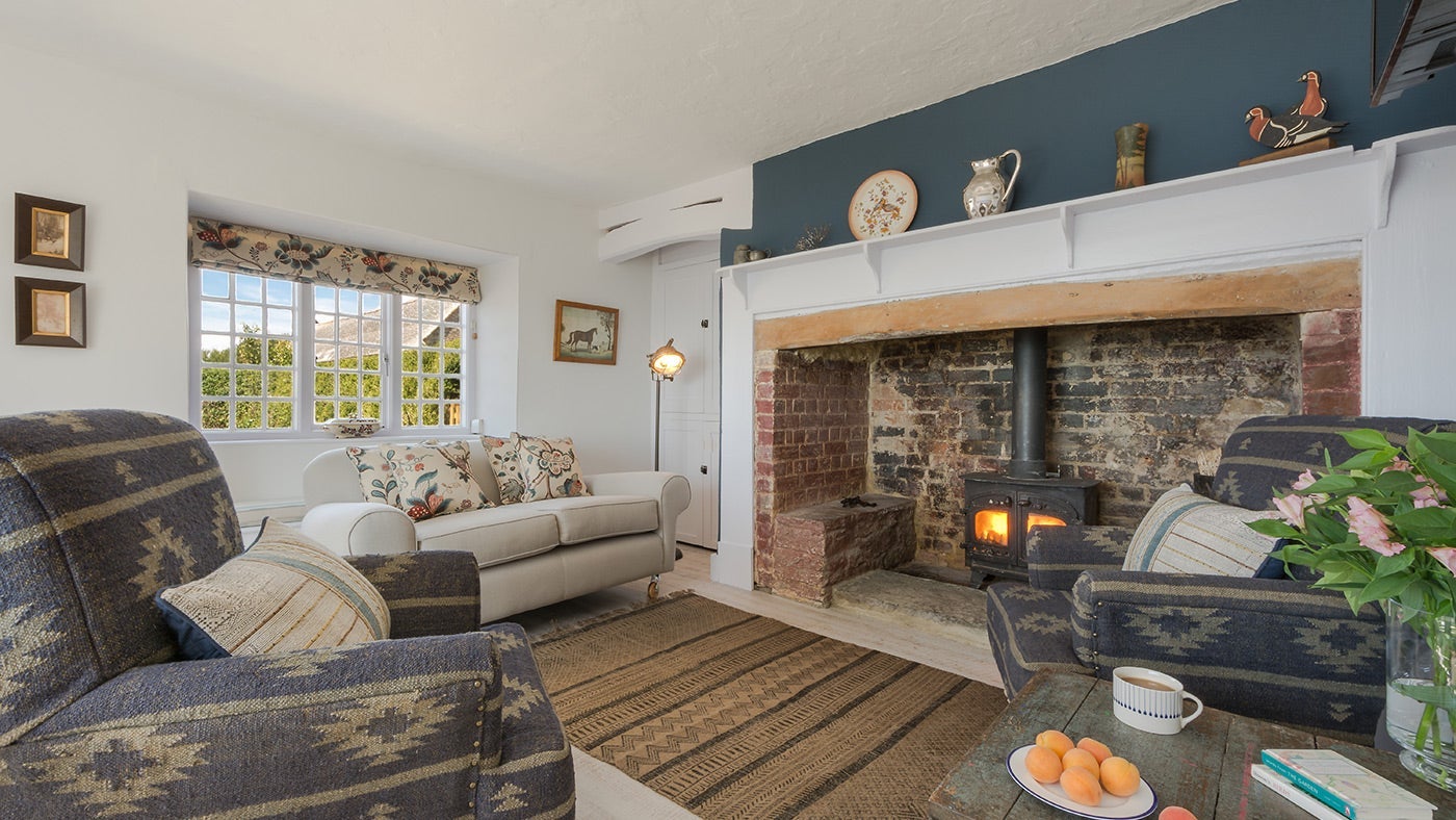The sitting and dining room at Chesil Cottage, Dorset 