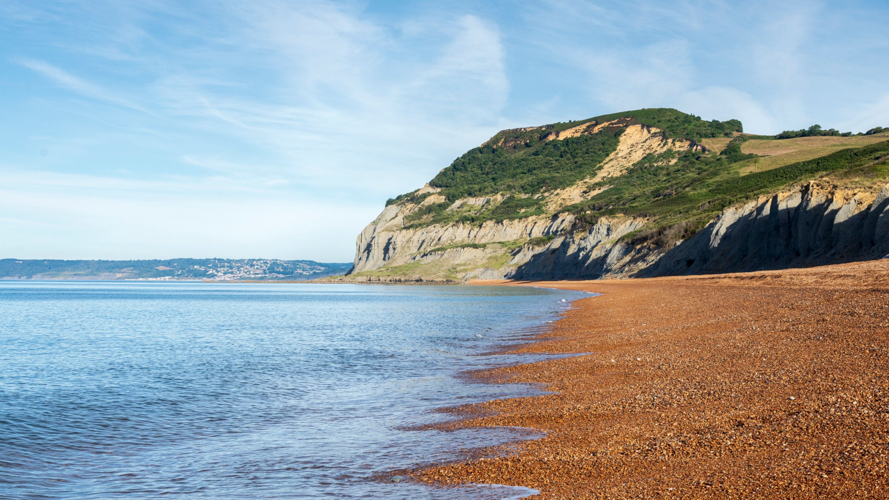 A view of Golden Cap from Seatown beach, near Downhouse Farm Cottage, Dorset