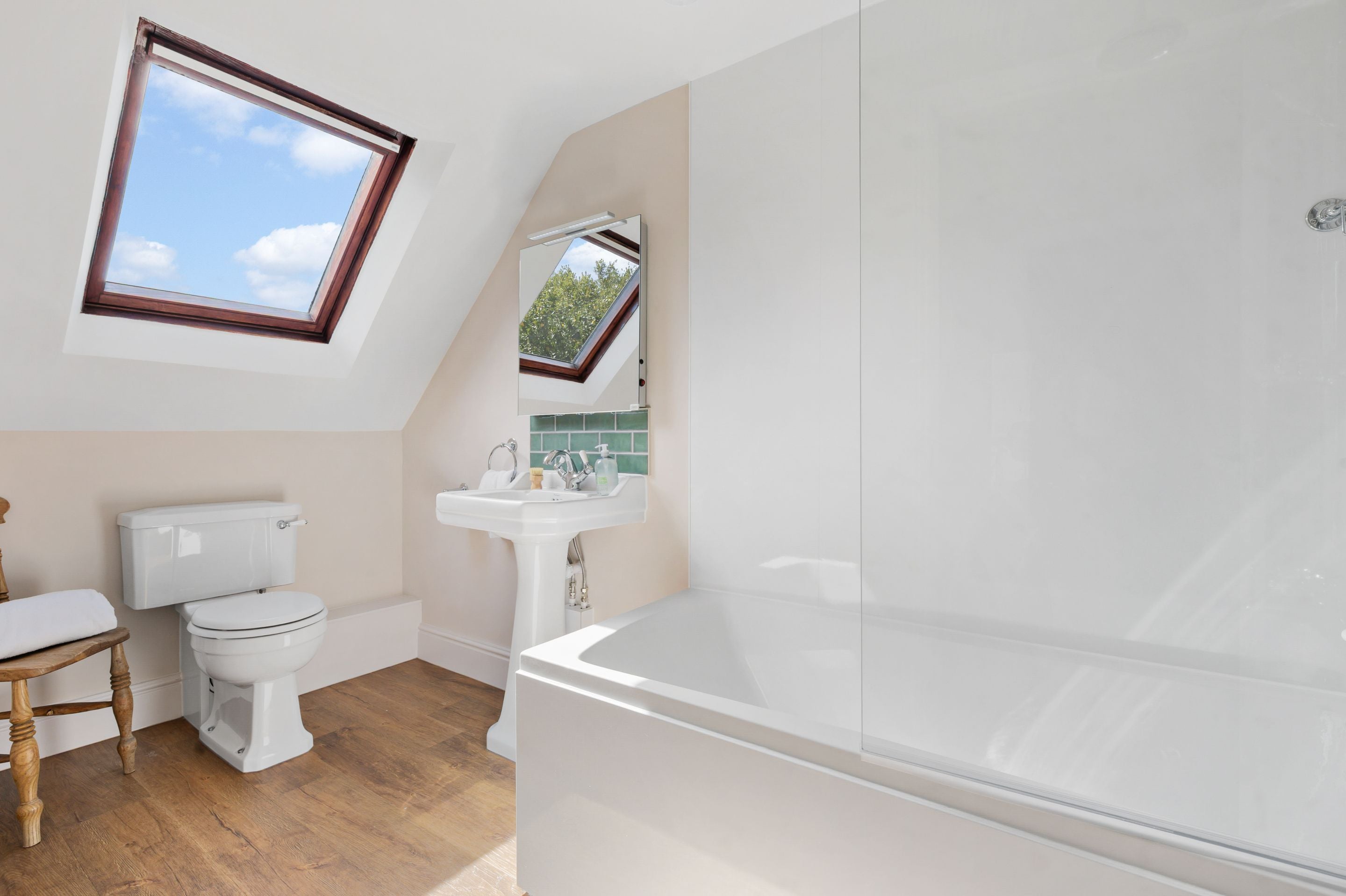 The family bathroom with shower over bath at Labour in Vain, Dorset