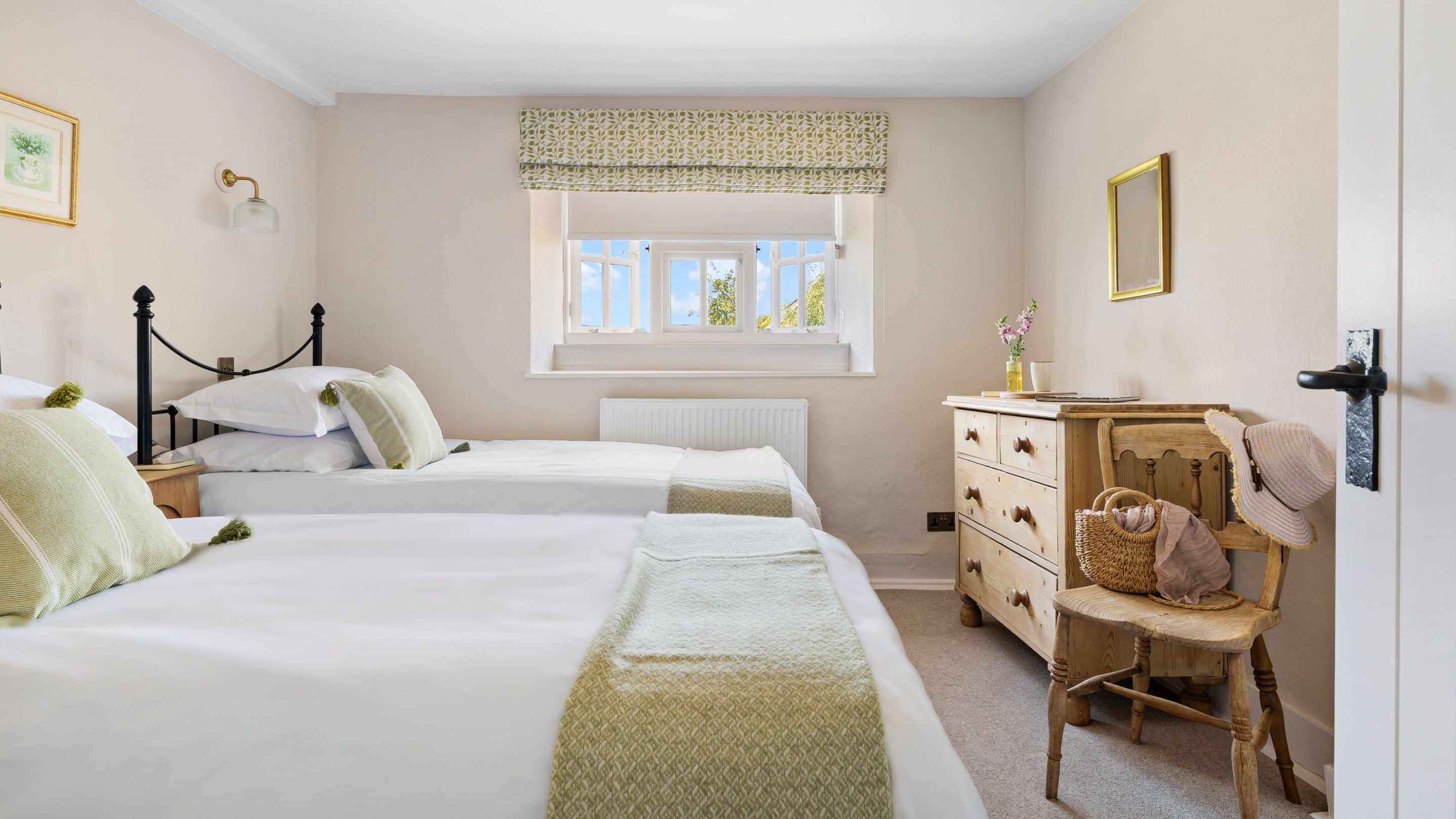 The twin bedroom at Labour in Vain Cottage, Dorset