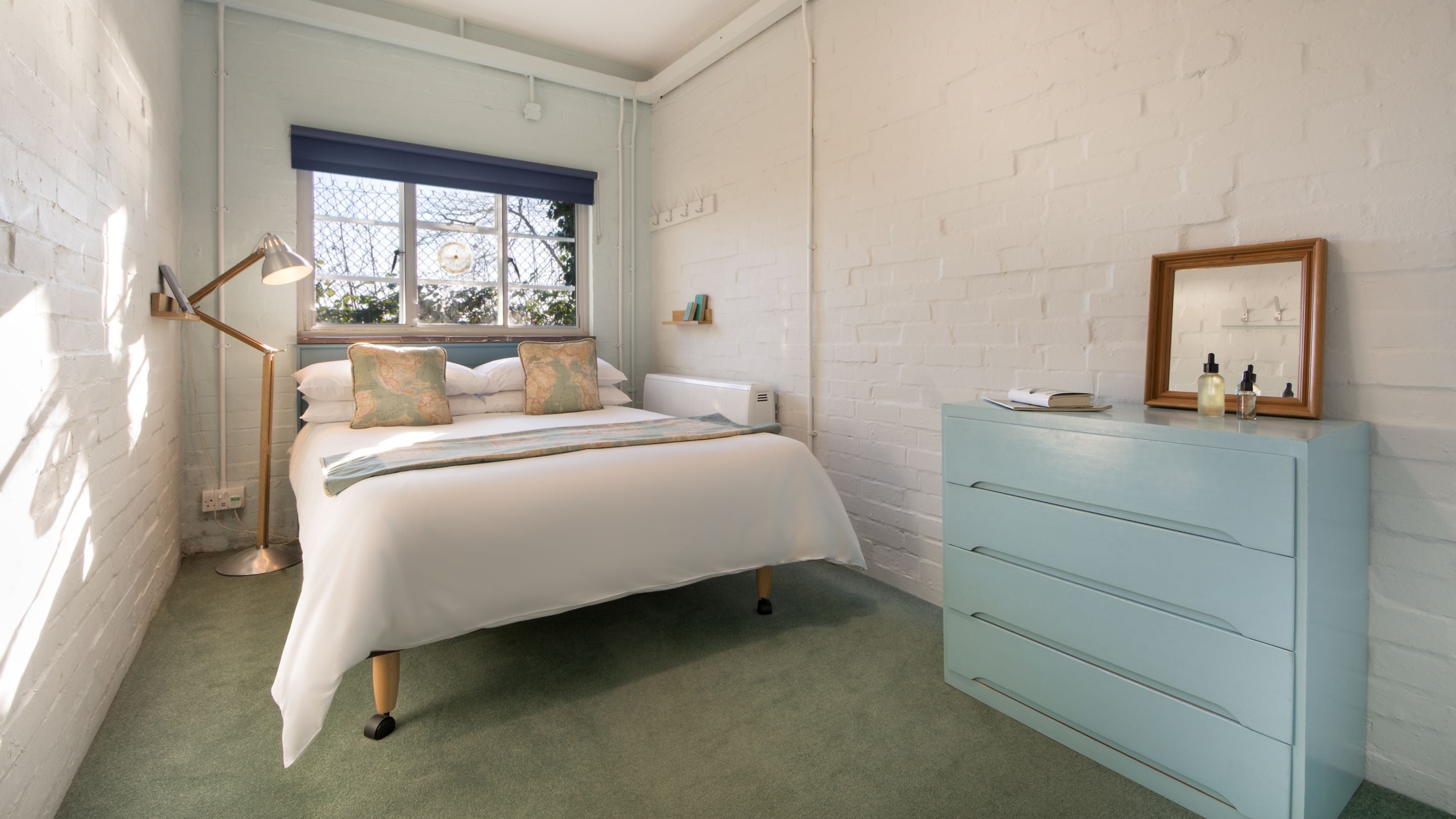 The double bedroom at the Old Radar Station, Dorset