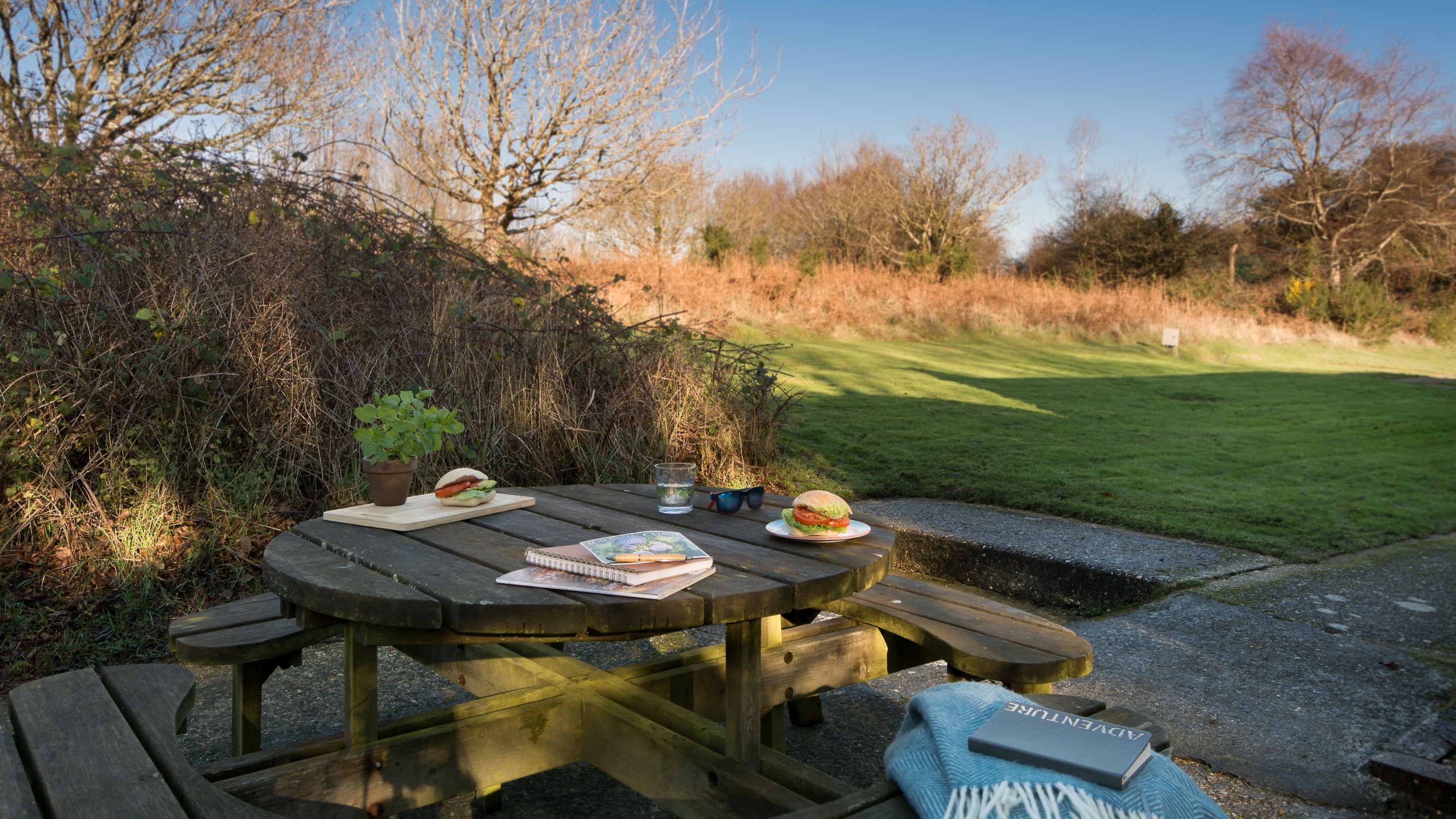 The outdoor seating area at the Old Radar Station, Dorset