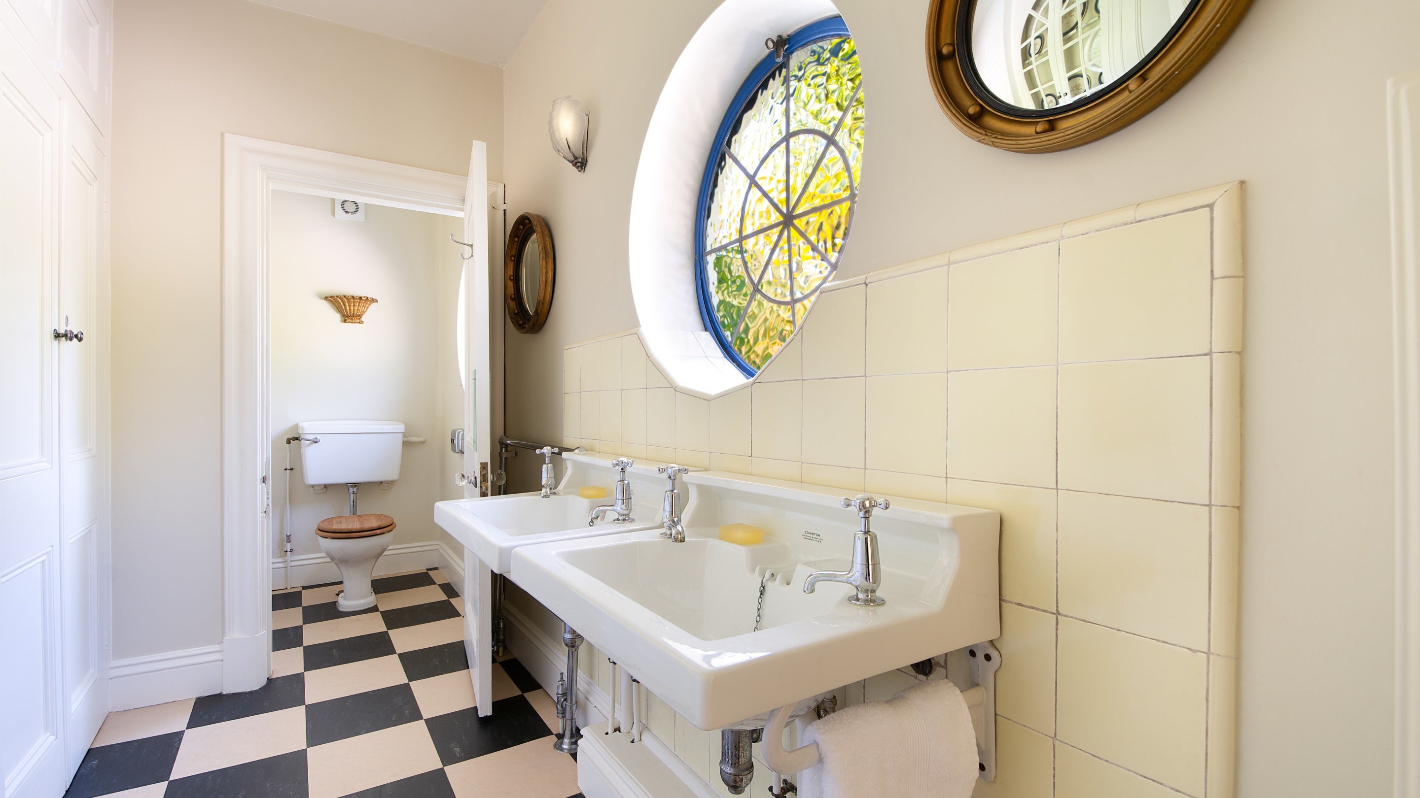 The cloakroom and toilet on the first floor of Portland House, Dorset
