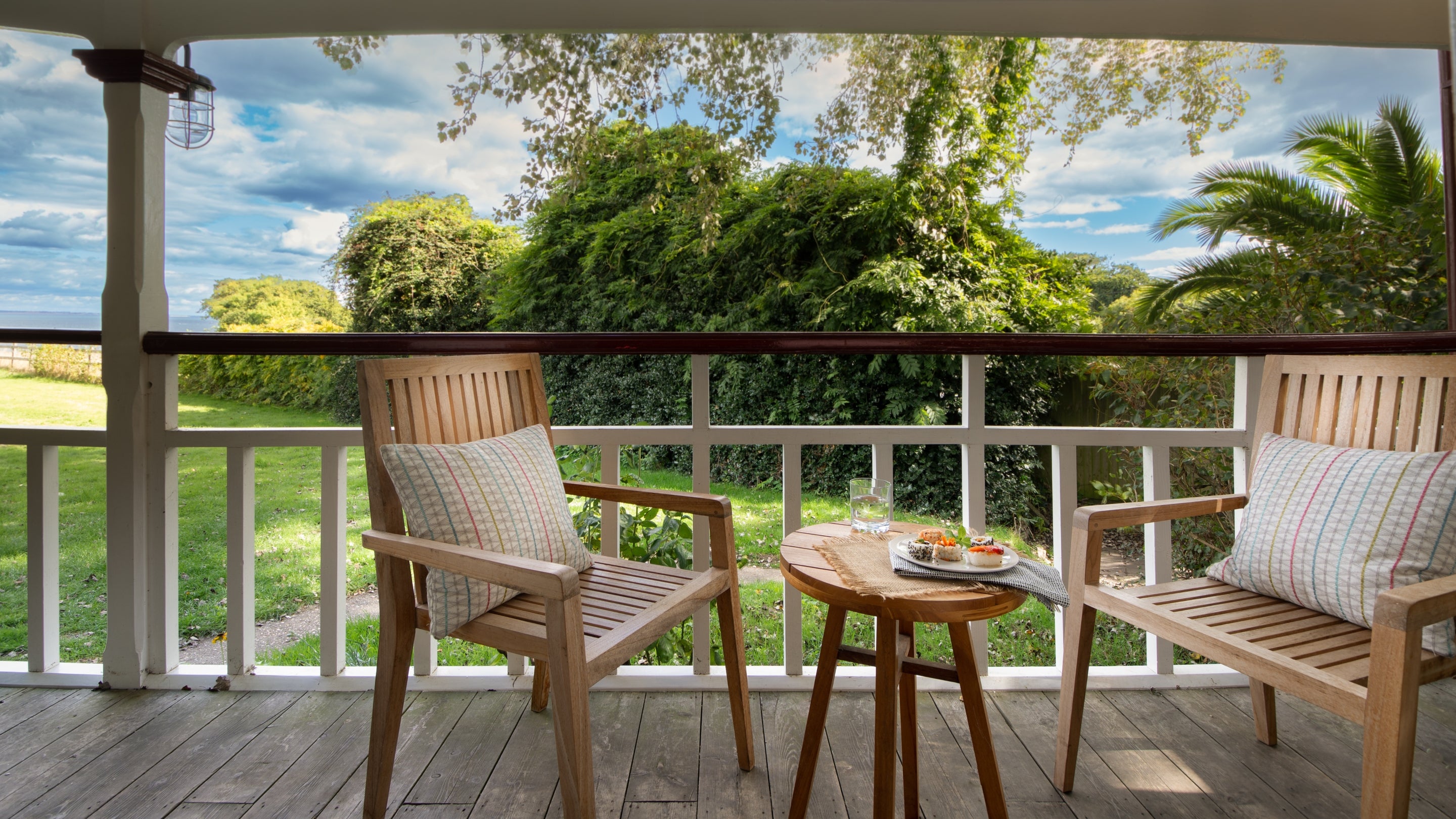 The veranda seating at Seaview, Dorset