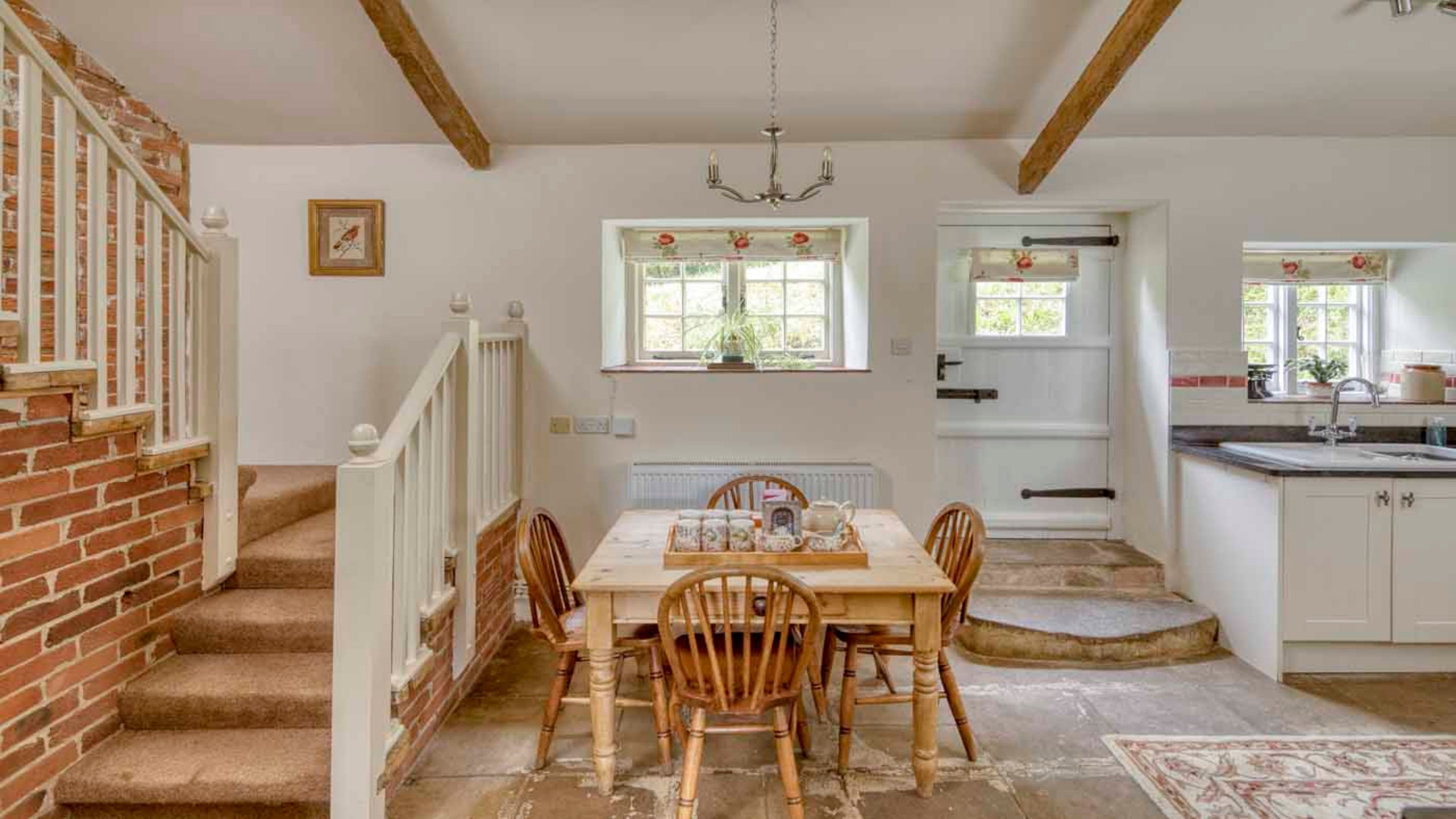 The kitchen diner at Shedbush Farmhouse, Dorset