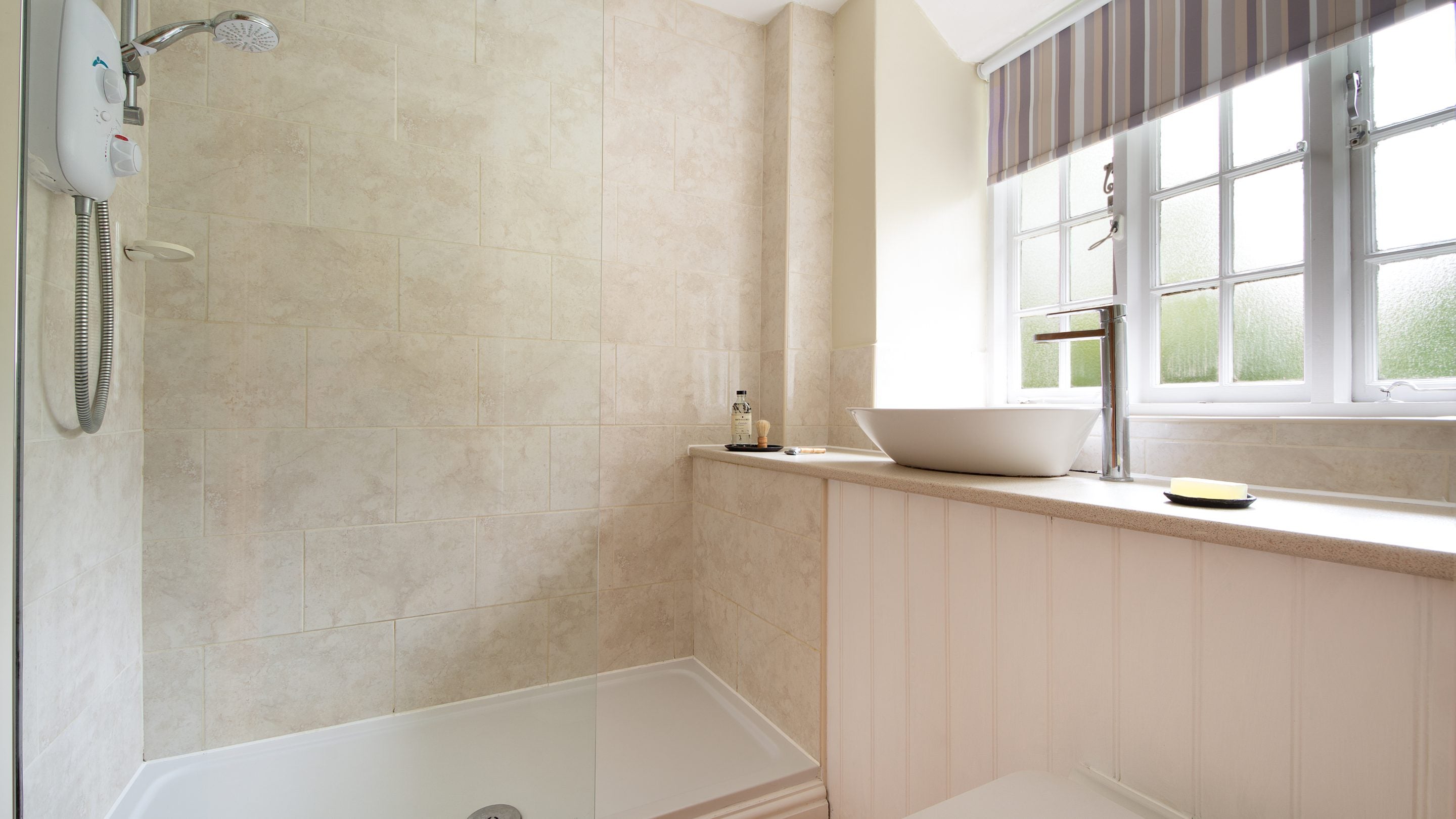 The shower room at St Gabriel's Elm Cottage, Dorset