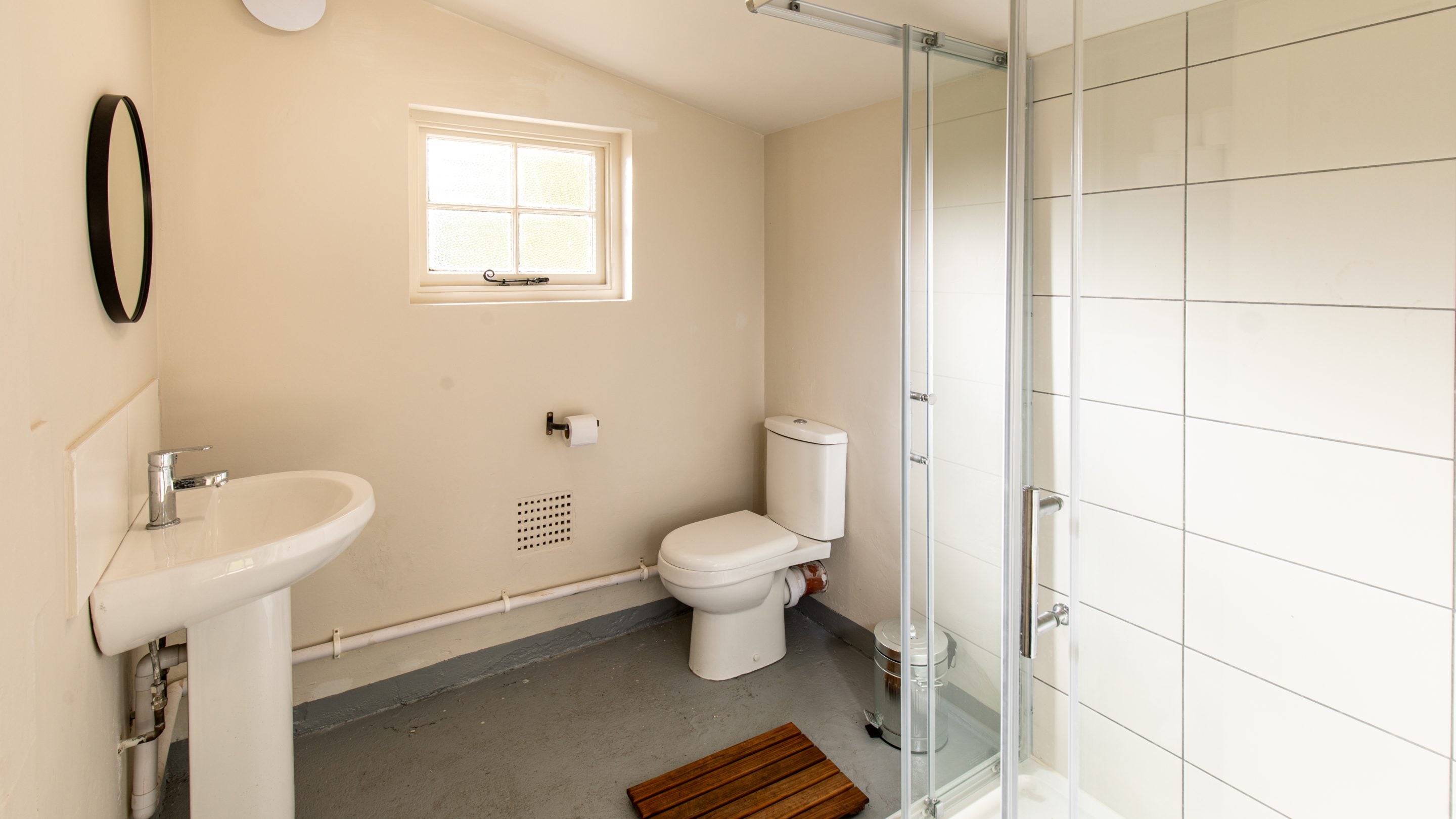 The shower room at St Mark's Bothy, Brownsea Island, Dorset