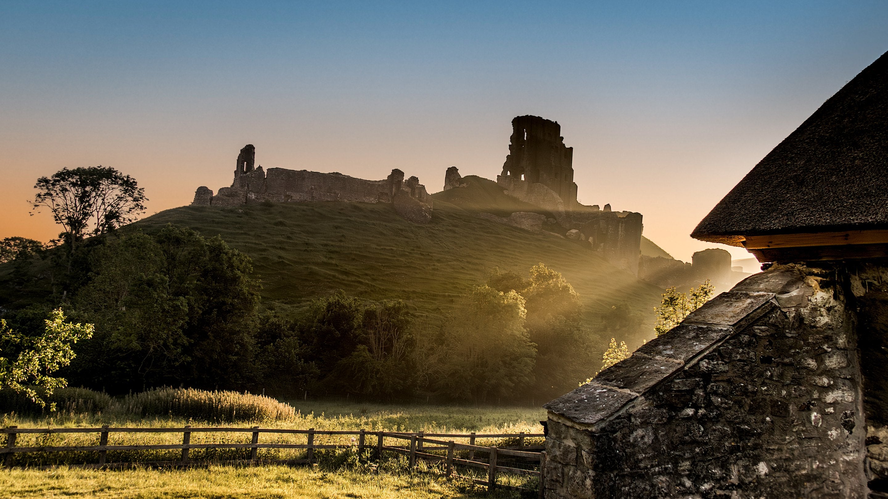 The view of Corfe Castle, from Vineyard Farm Cottage, Dorset