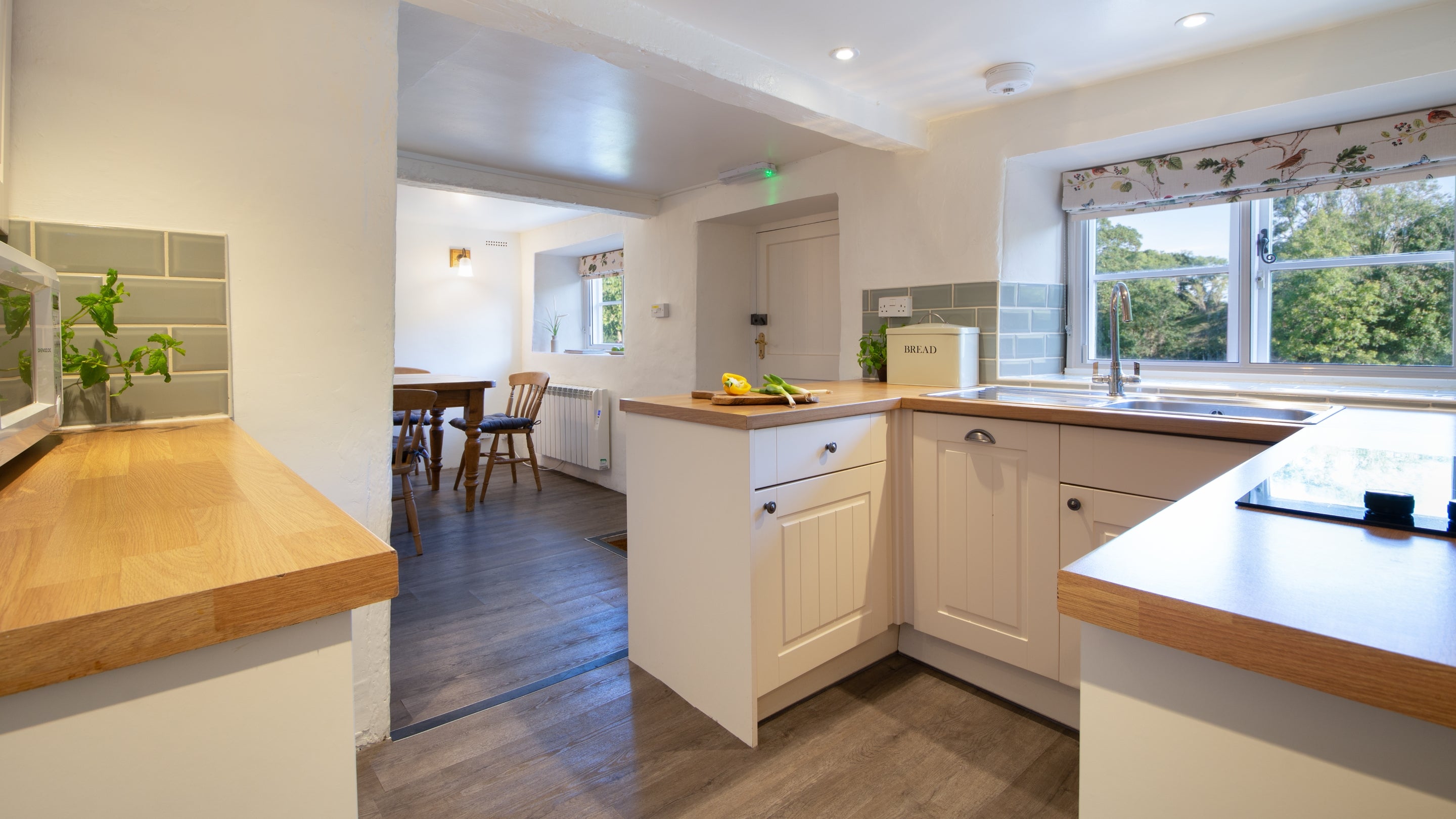 The kitchen and dining room at Vineyard Farm Cottage, Dorset
