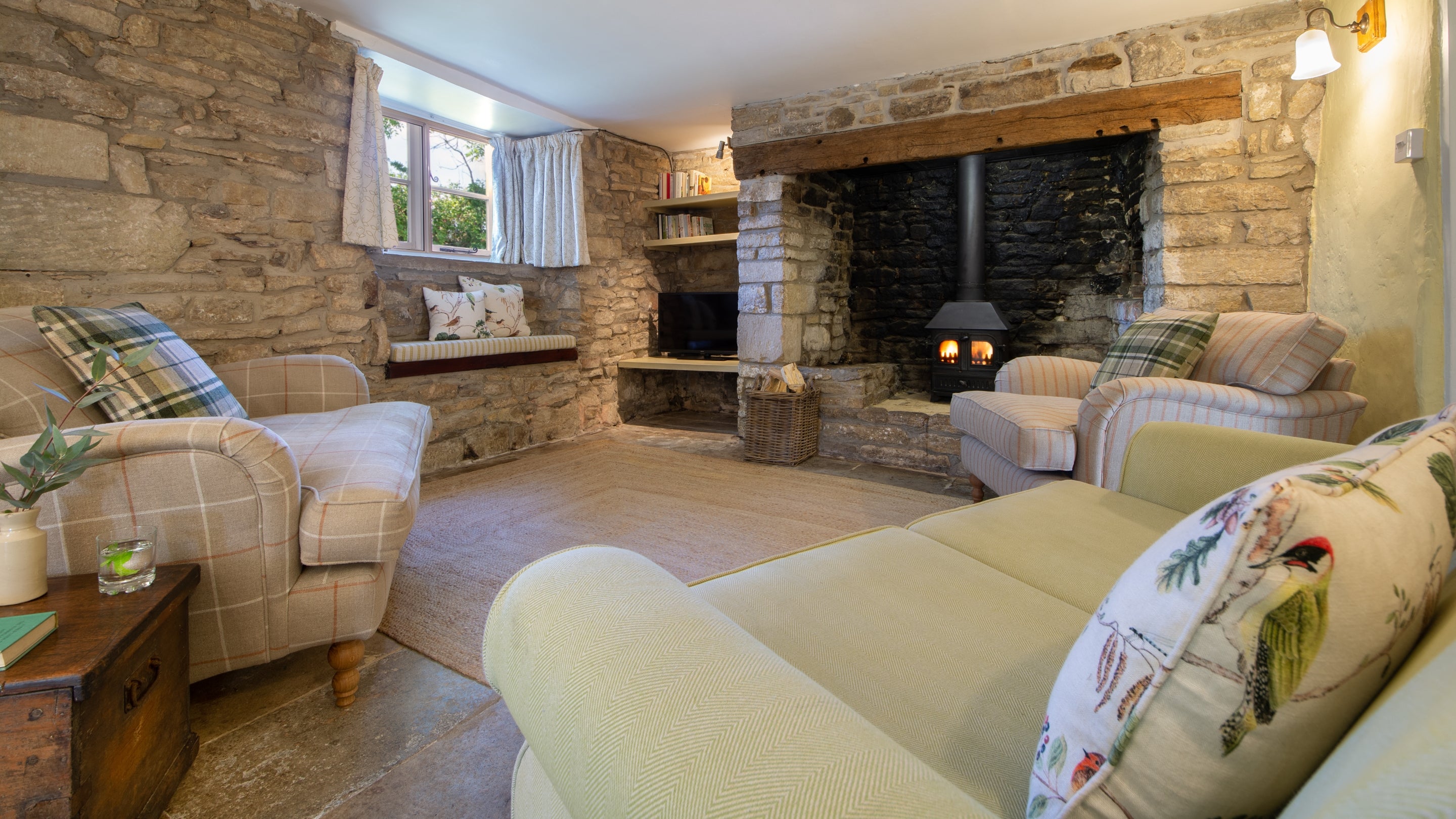 The sitting room at Vineyard Farm Cottage, Dorset