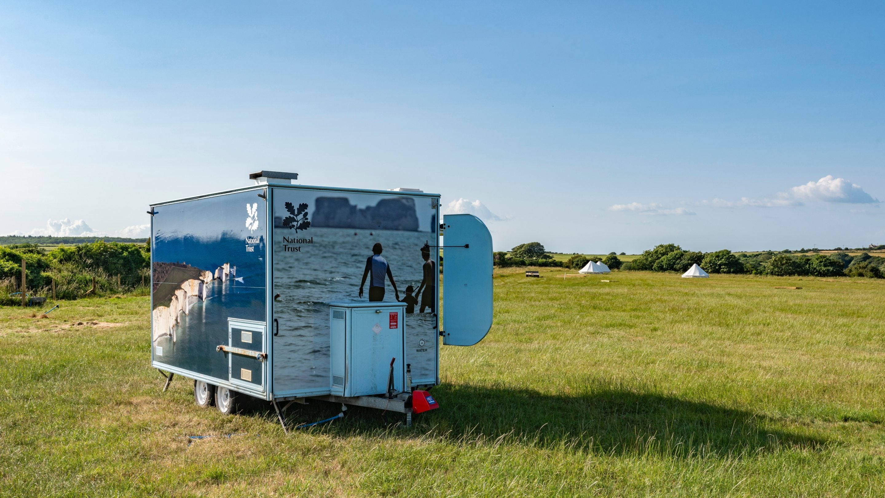 The reception/snack van at Weston Farm Campsite, Dorset