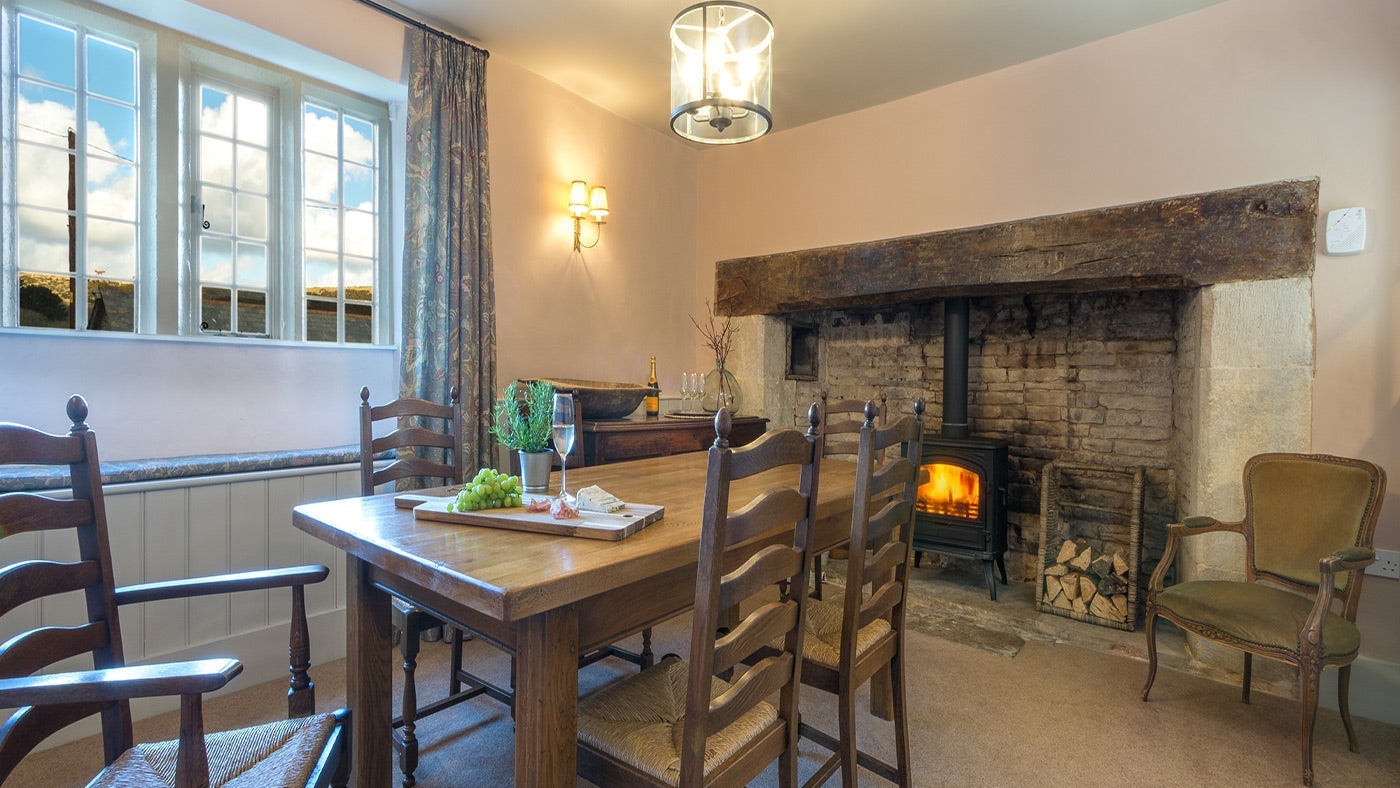 The dining room at Westwood Farm, Dorset