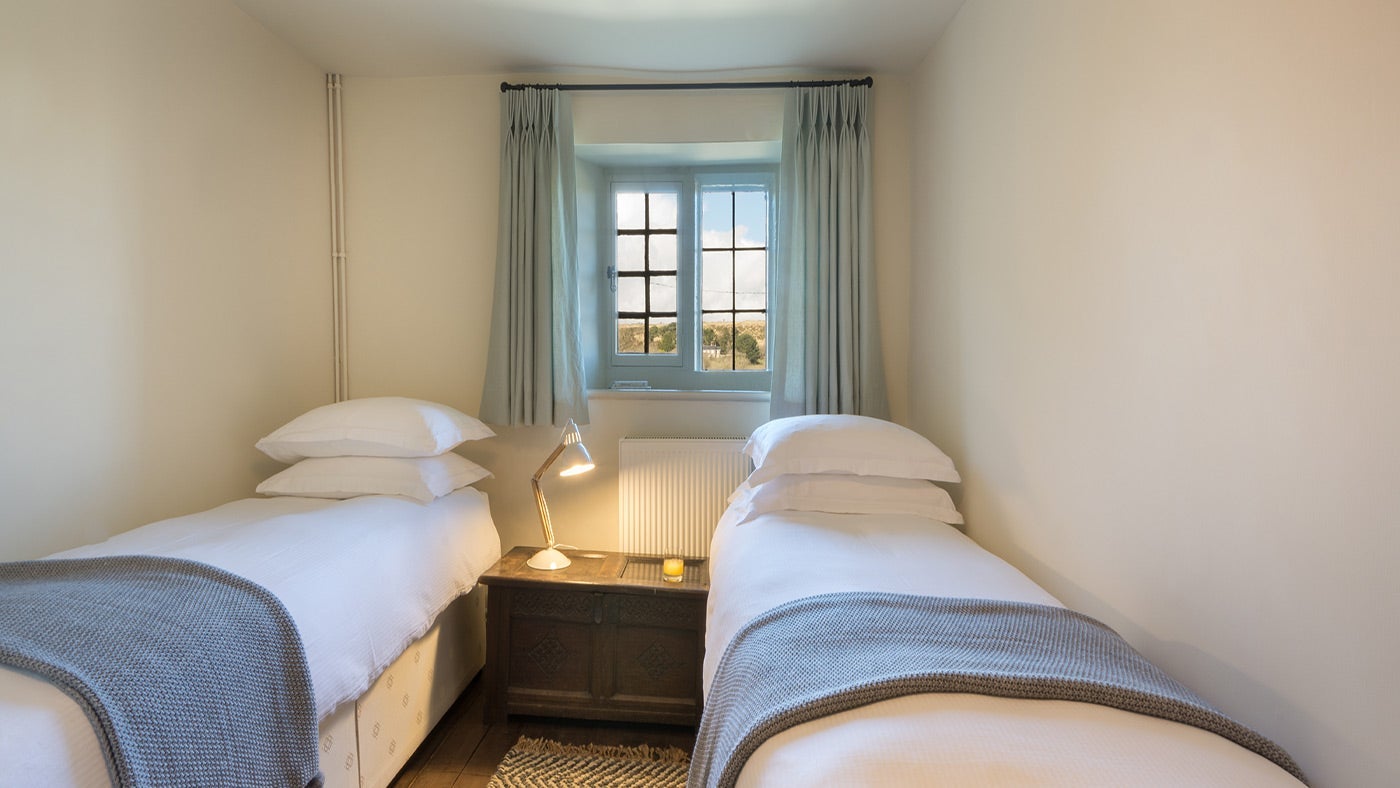 The twin bedroom at Westwood Farm, Dorset