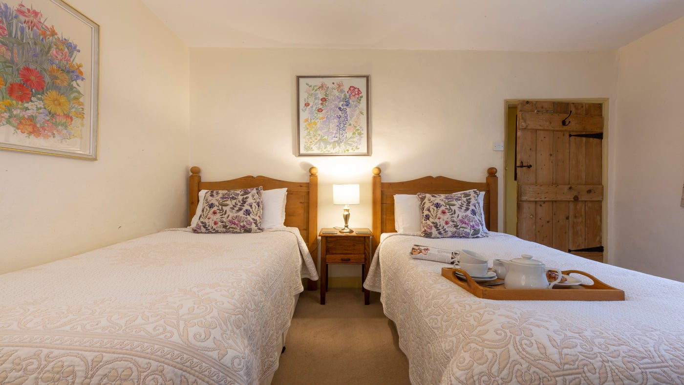 The twin bedroom at Ambrey Cottage, Herefordshire