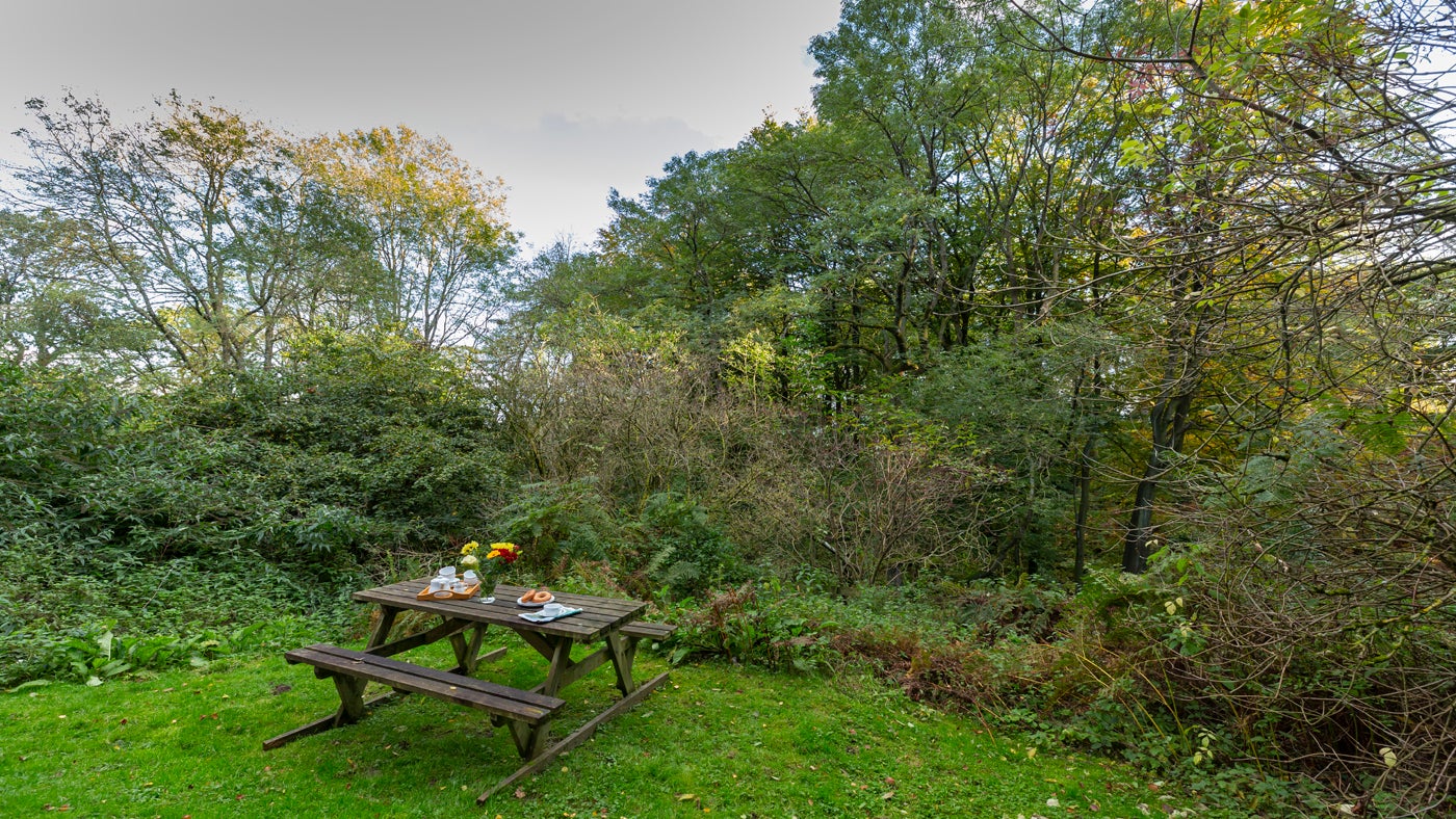 The outdoor seating area at Ambrey Cottage, Herefordshire