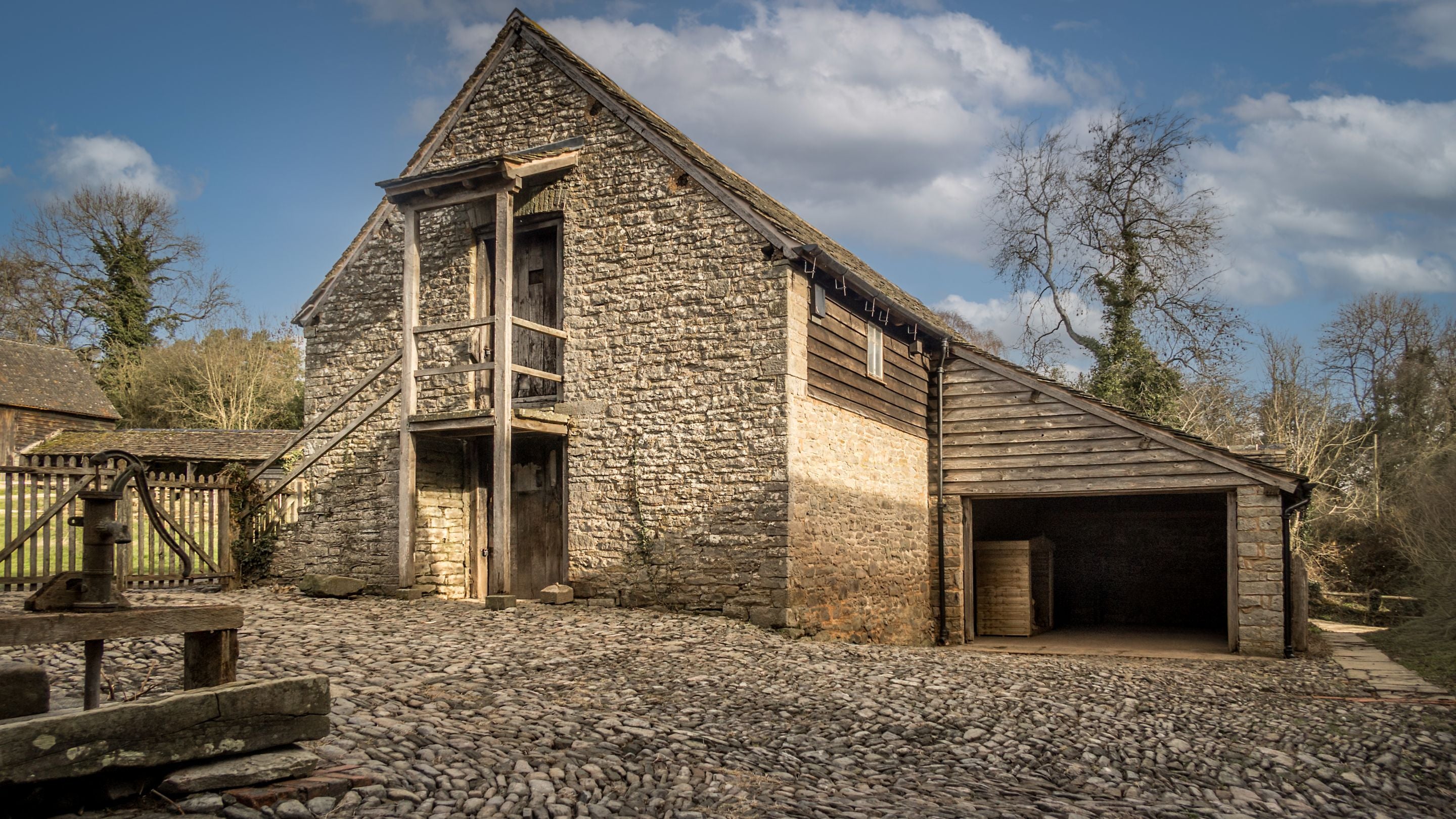 The outbuildings in the courtyard at Cwmmau Farmhouse, Herefordshire