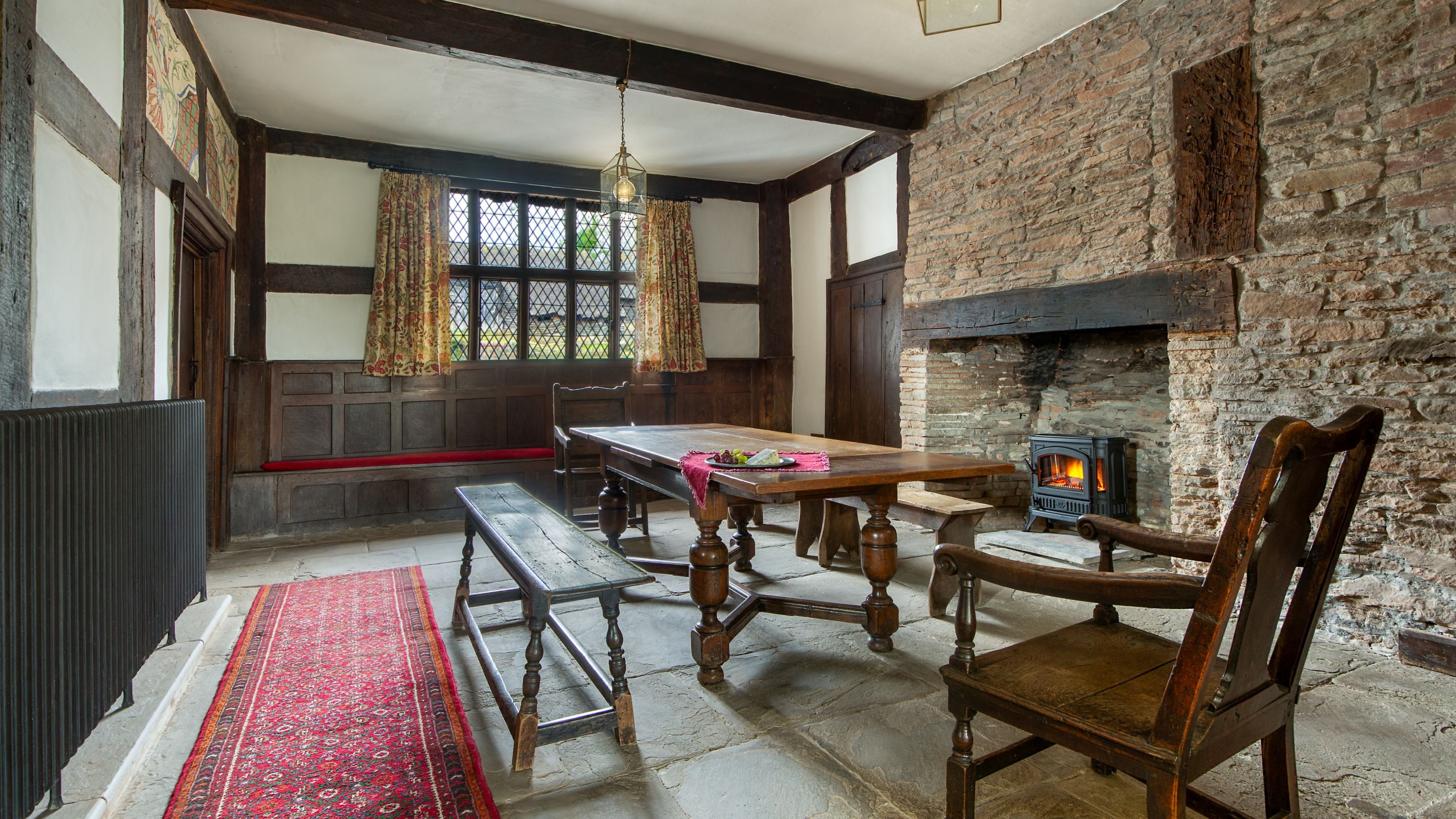 The dining room at Cwmmau Farmhouse, Herefordshire