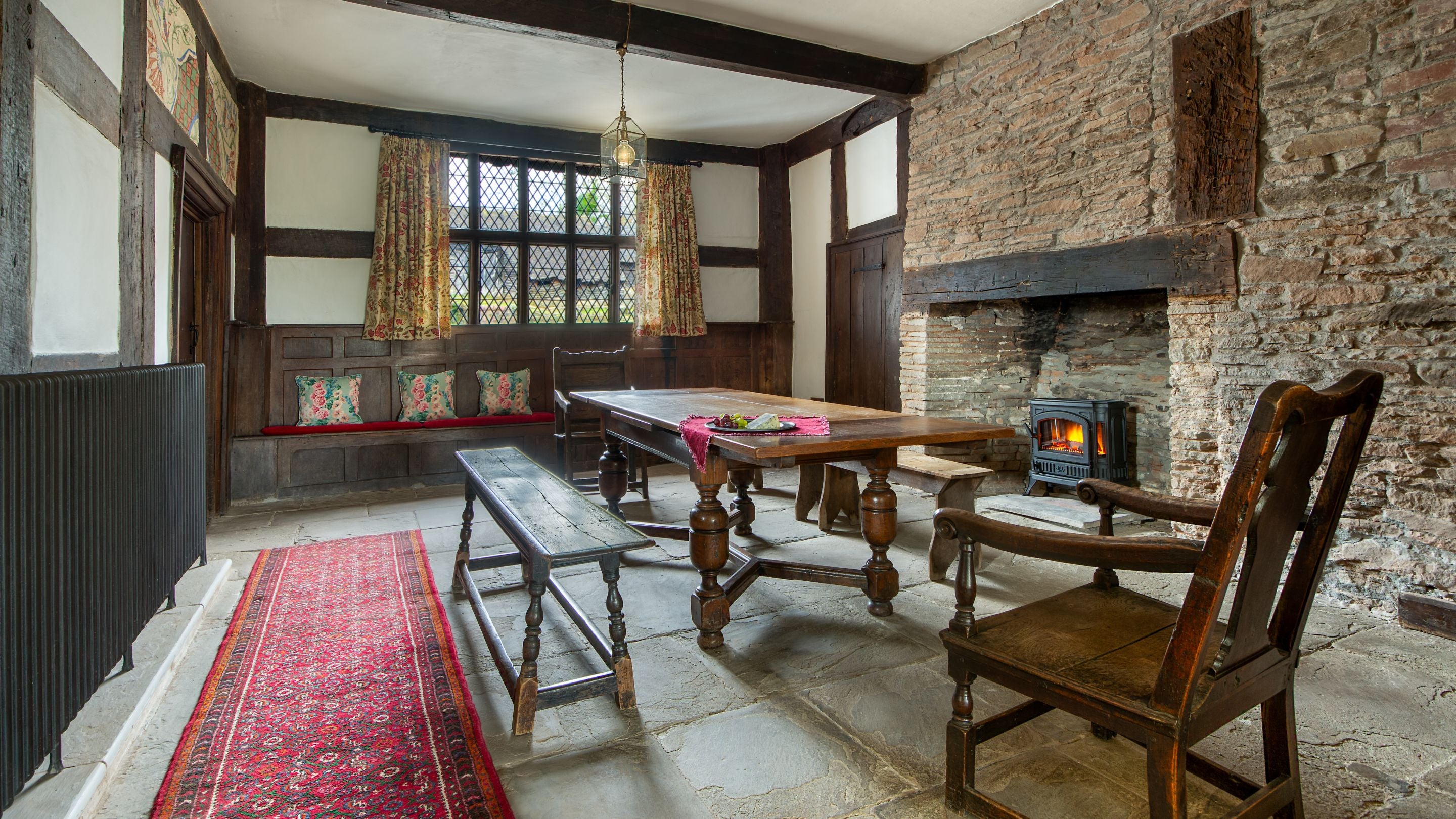 The dining room at Cwmmau Farmhouse, Herefordshire