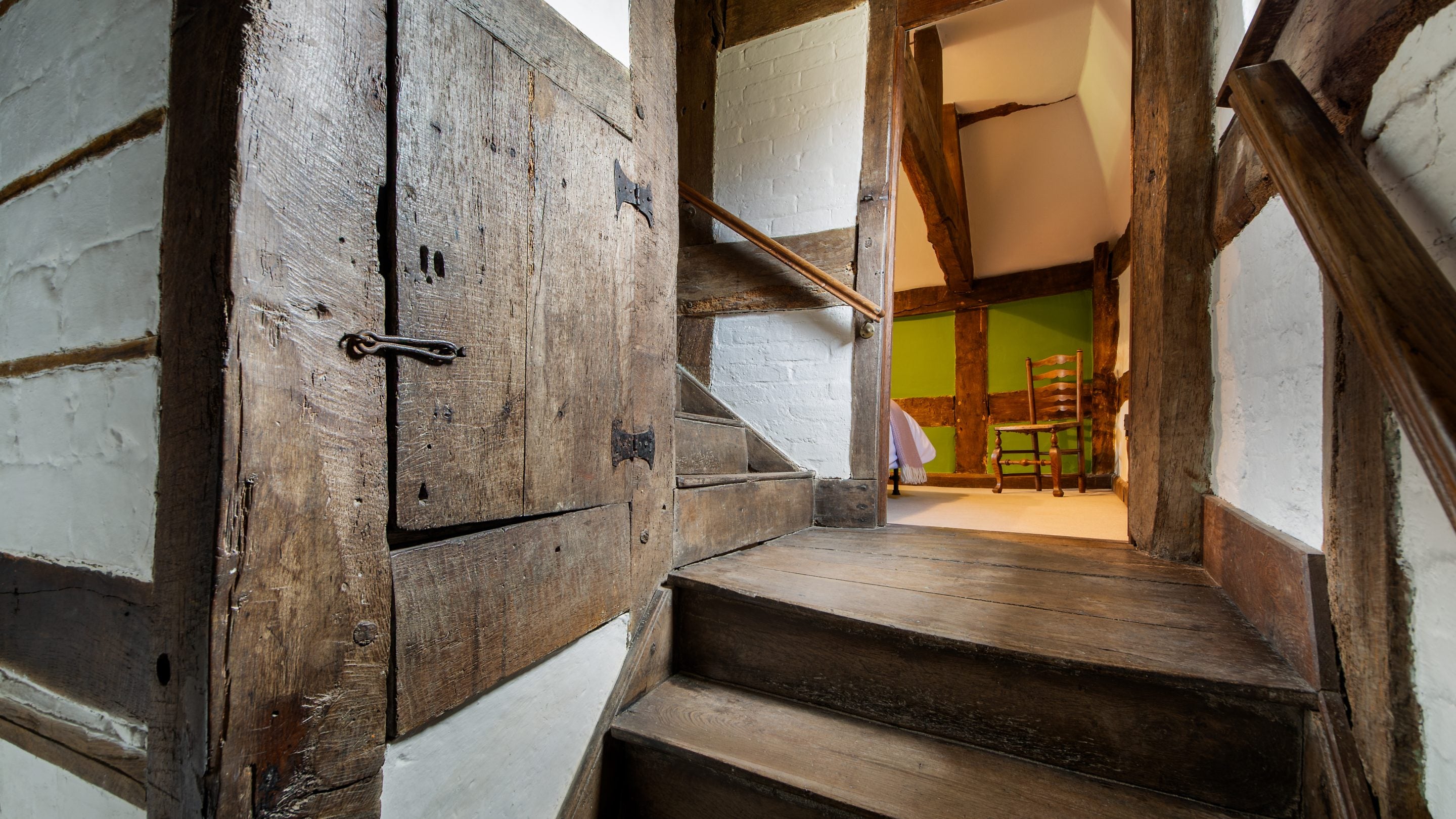 One of the staircases at Cwmmau Farmhouse, Herefordshire