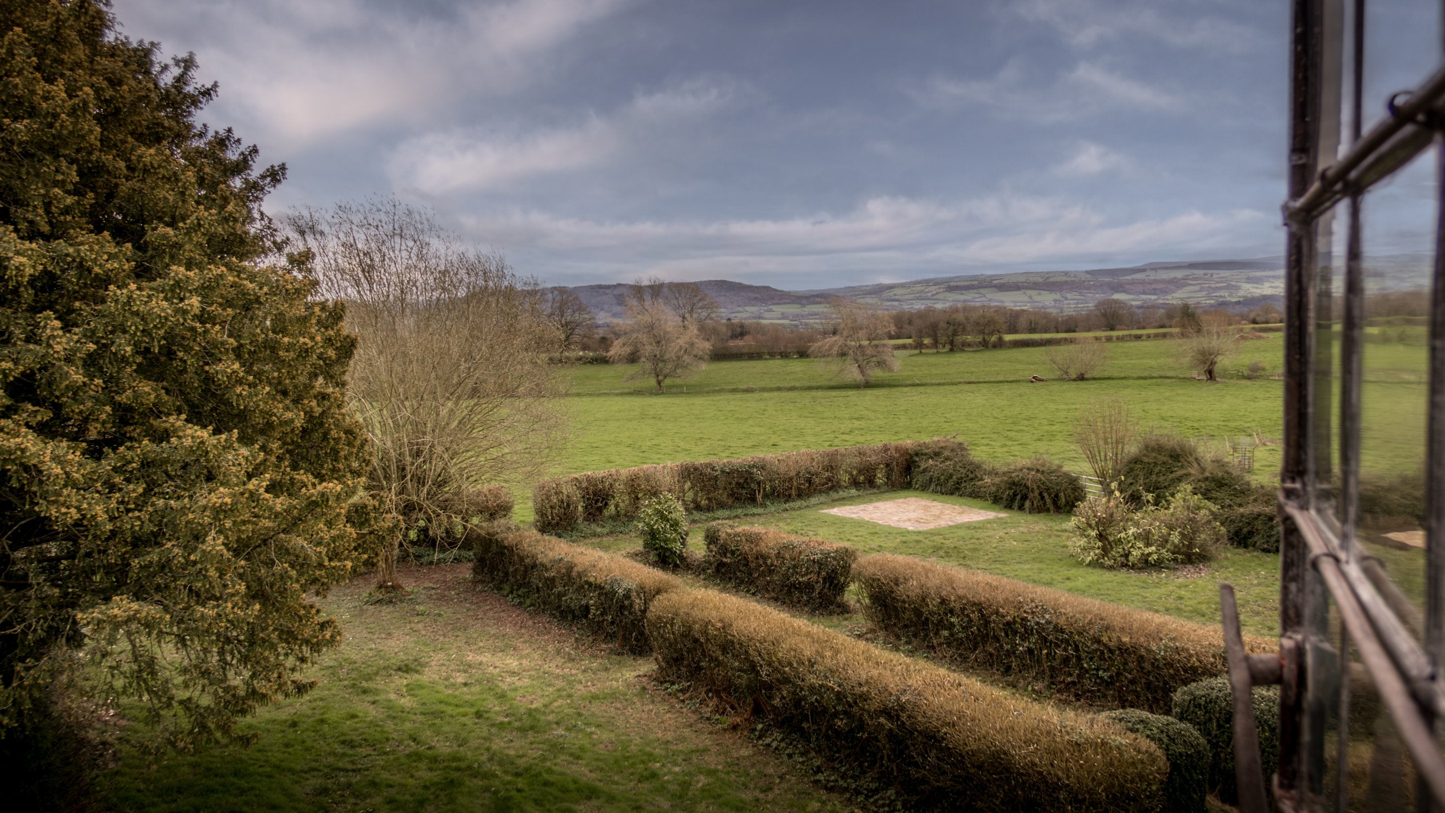 Countryside views from the first floor of Cwmmau Farmhouse, Herefordshire