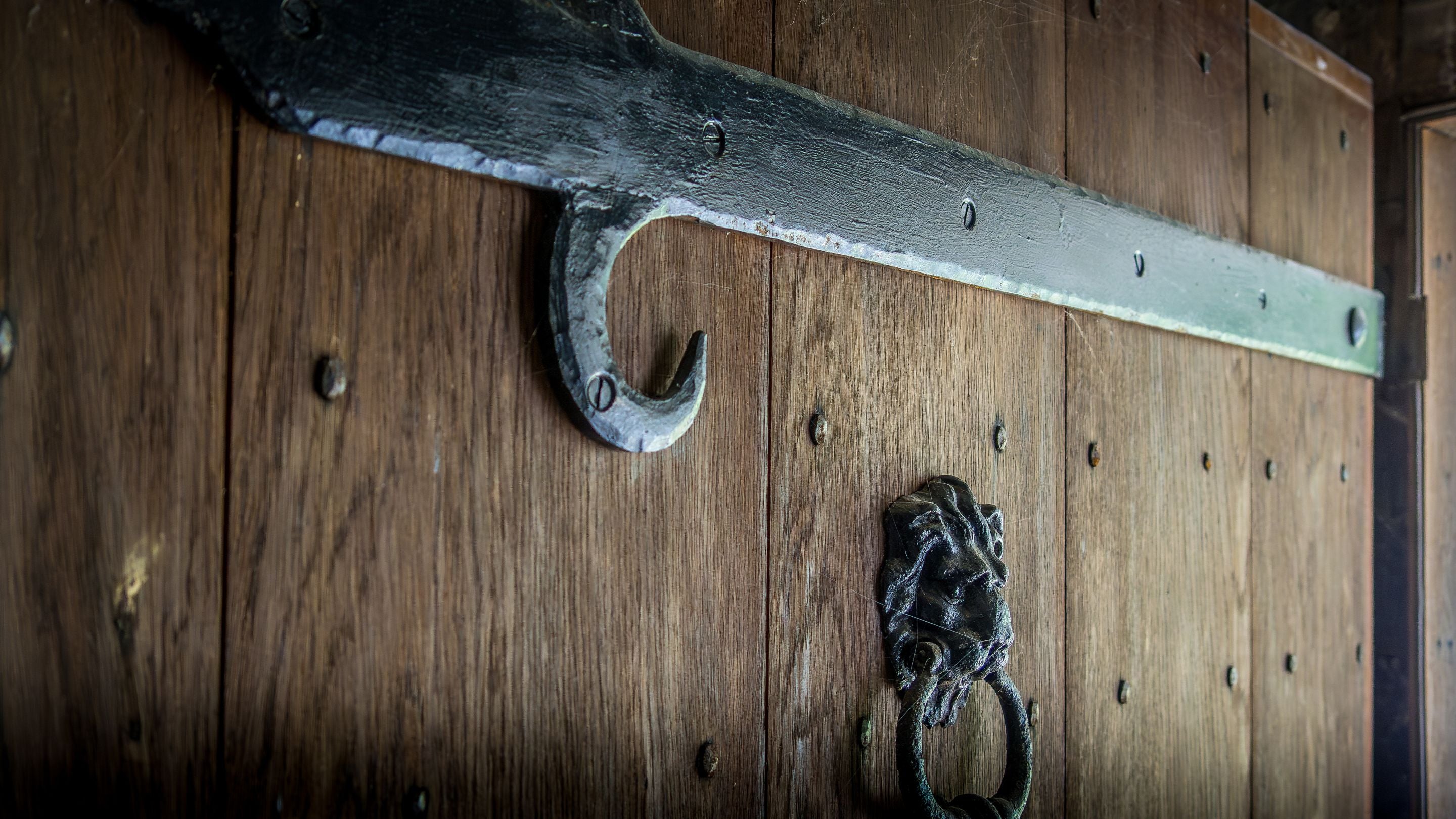 Cwmmau Farmhouse under restoration, showing the front door, Herefordshire