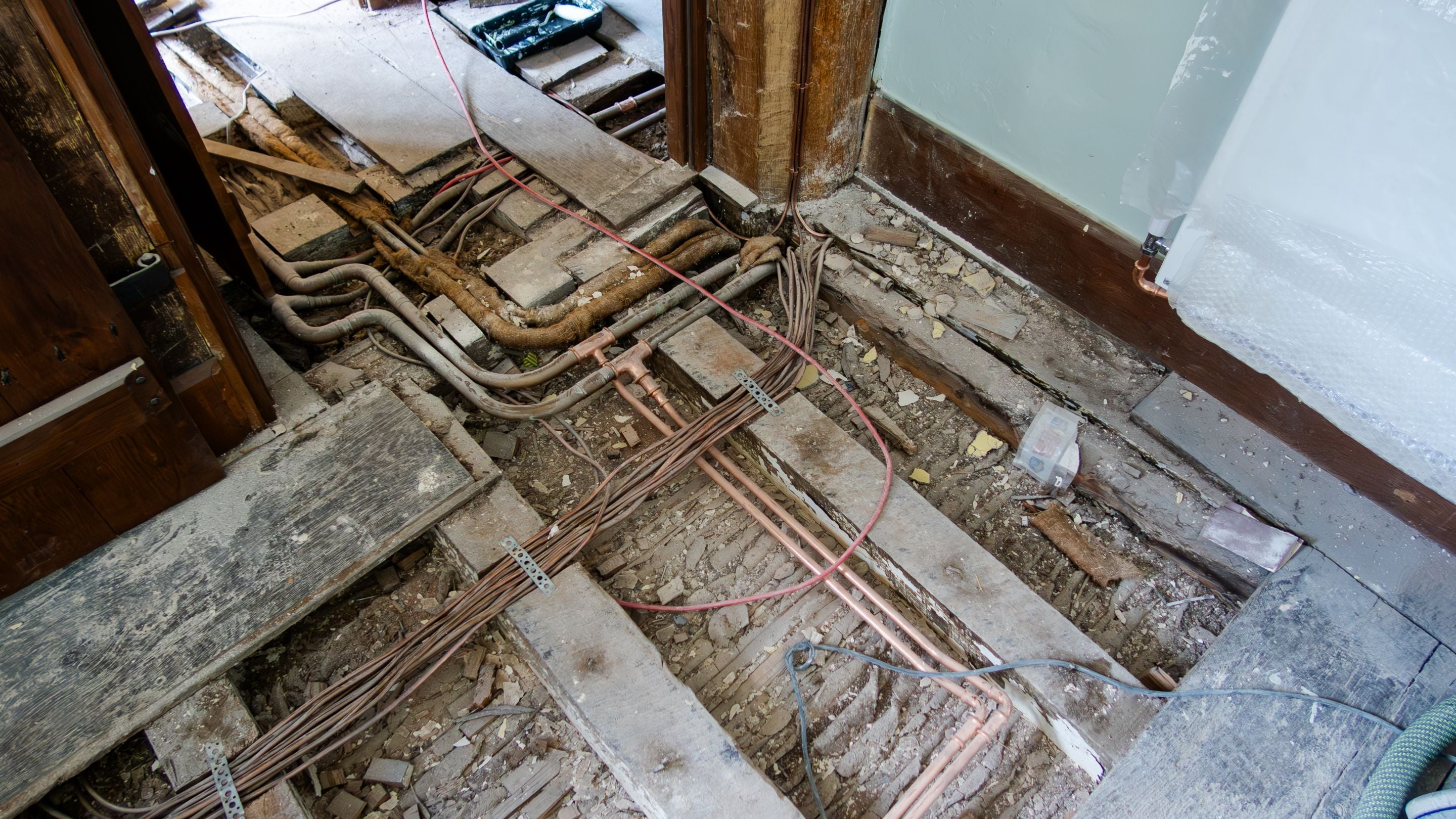 Cwmmau Farmhouse under restoration, Herefordshire