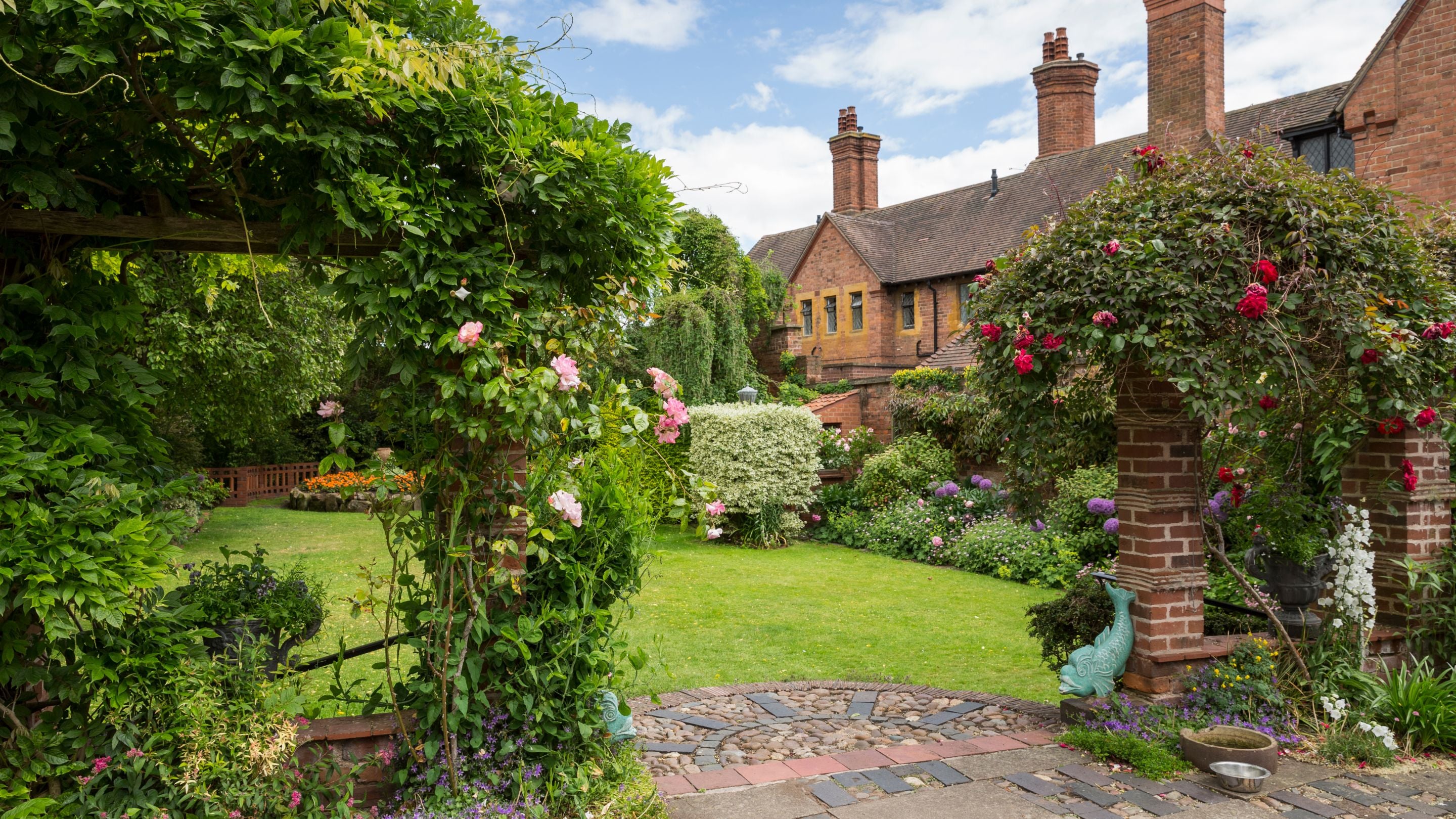 Greyfriars Garden viewed from the café terrace, Worcestershire