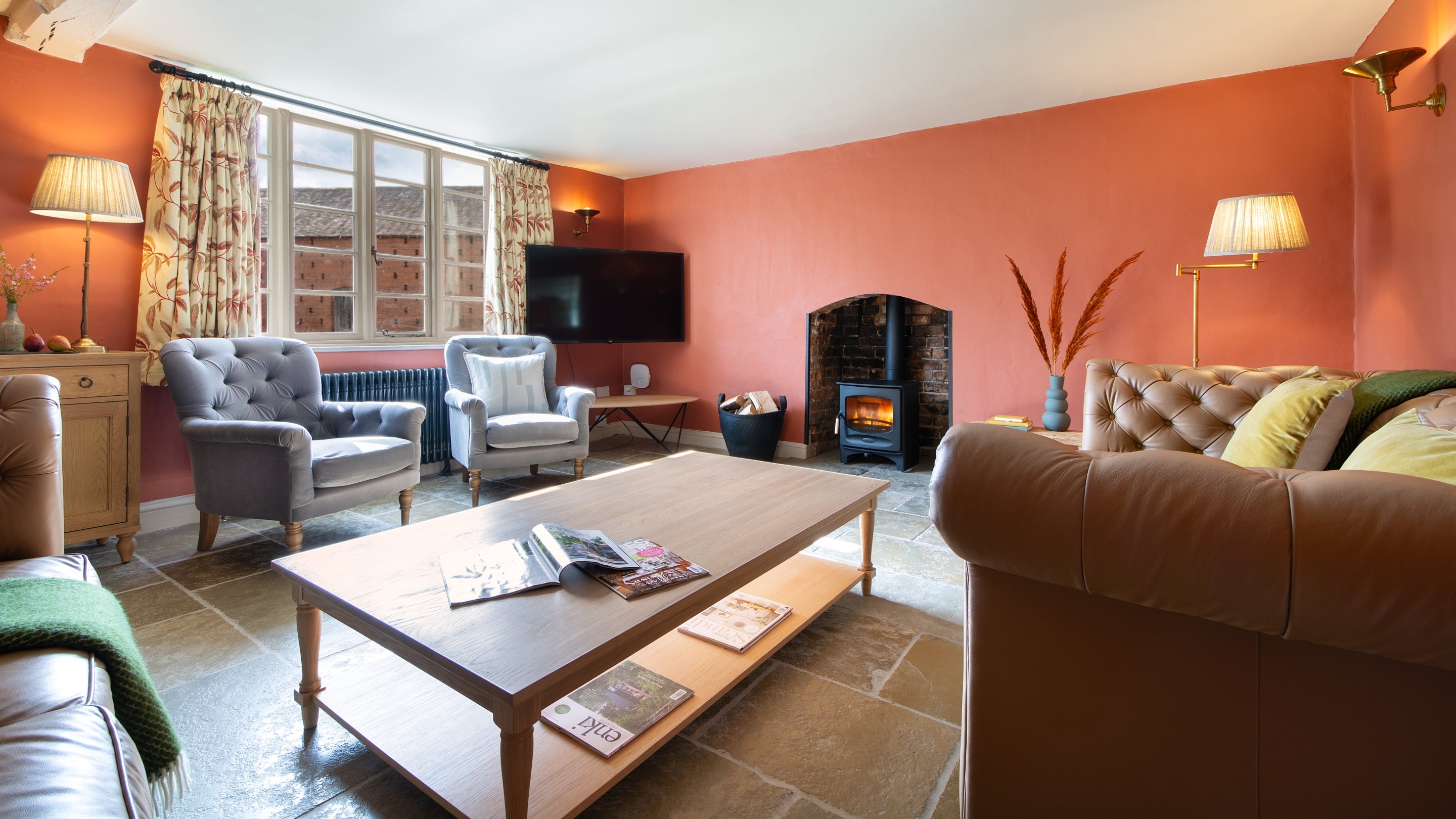 The sitting room at Hop Kiln Farmhouse, Herefordshire