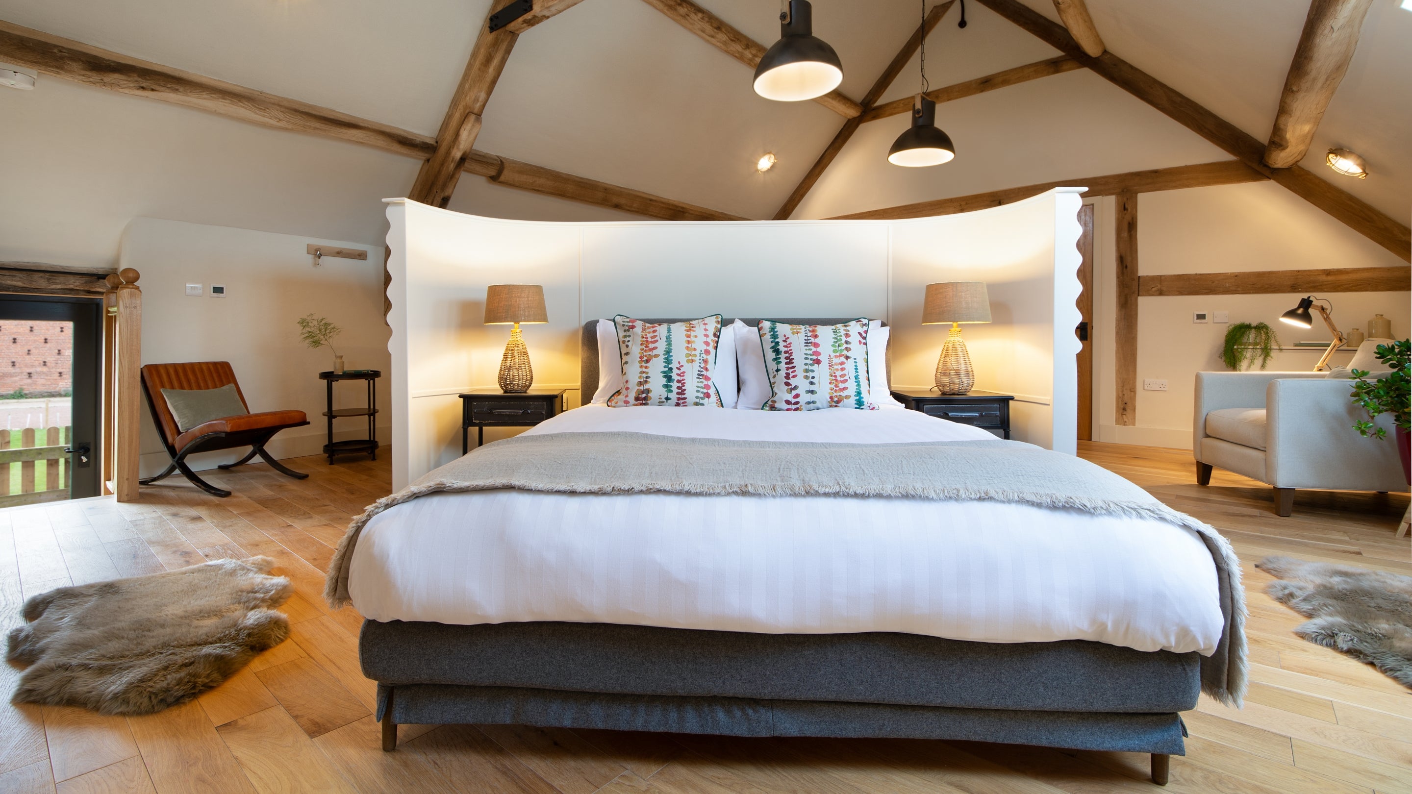 The bedroom at Hop Kiln Mews, Herefordshire