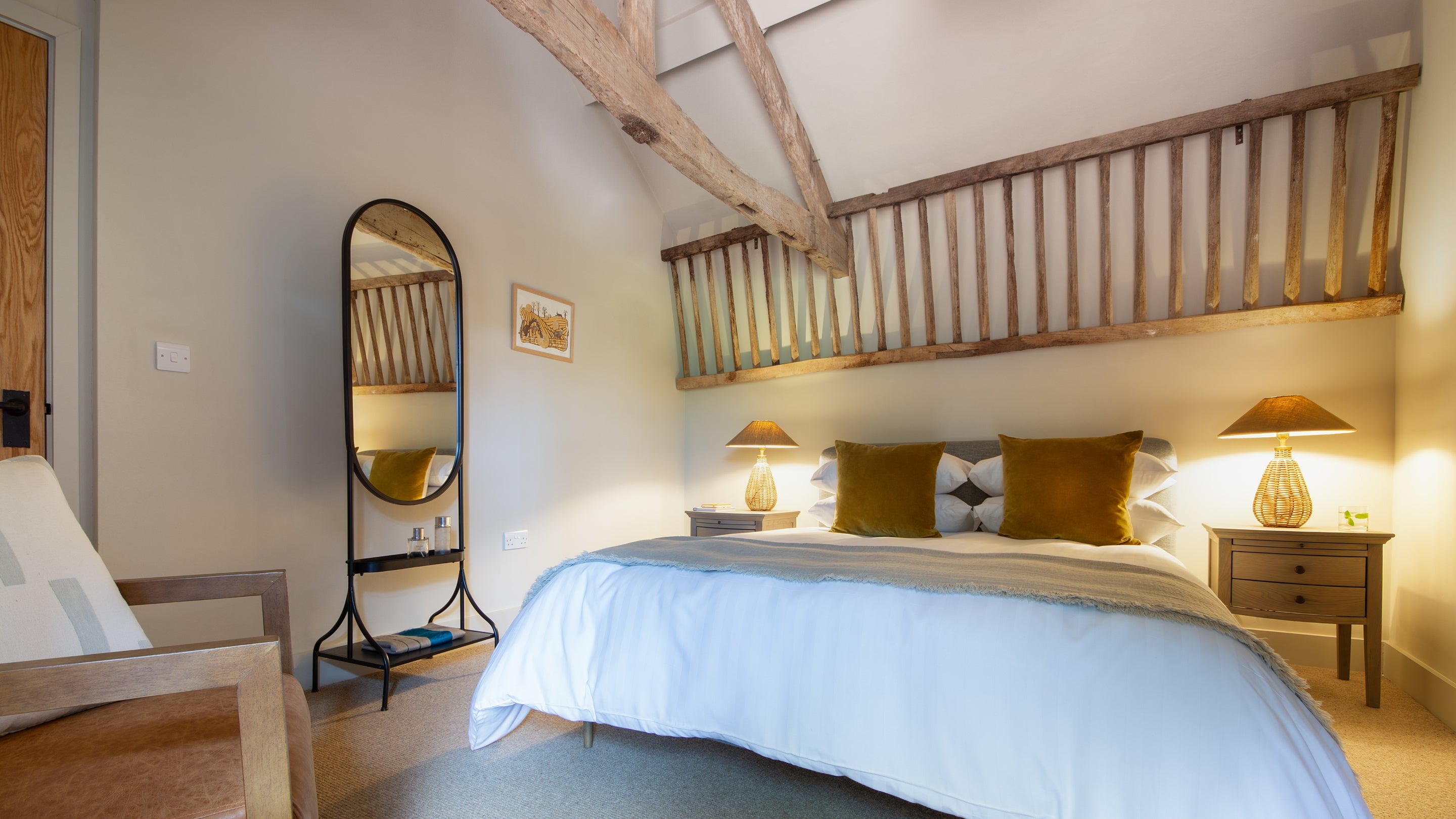 The bedroom at Kiln Barn, Herefordshire