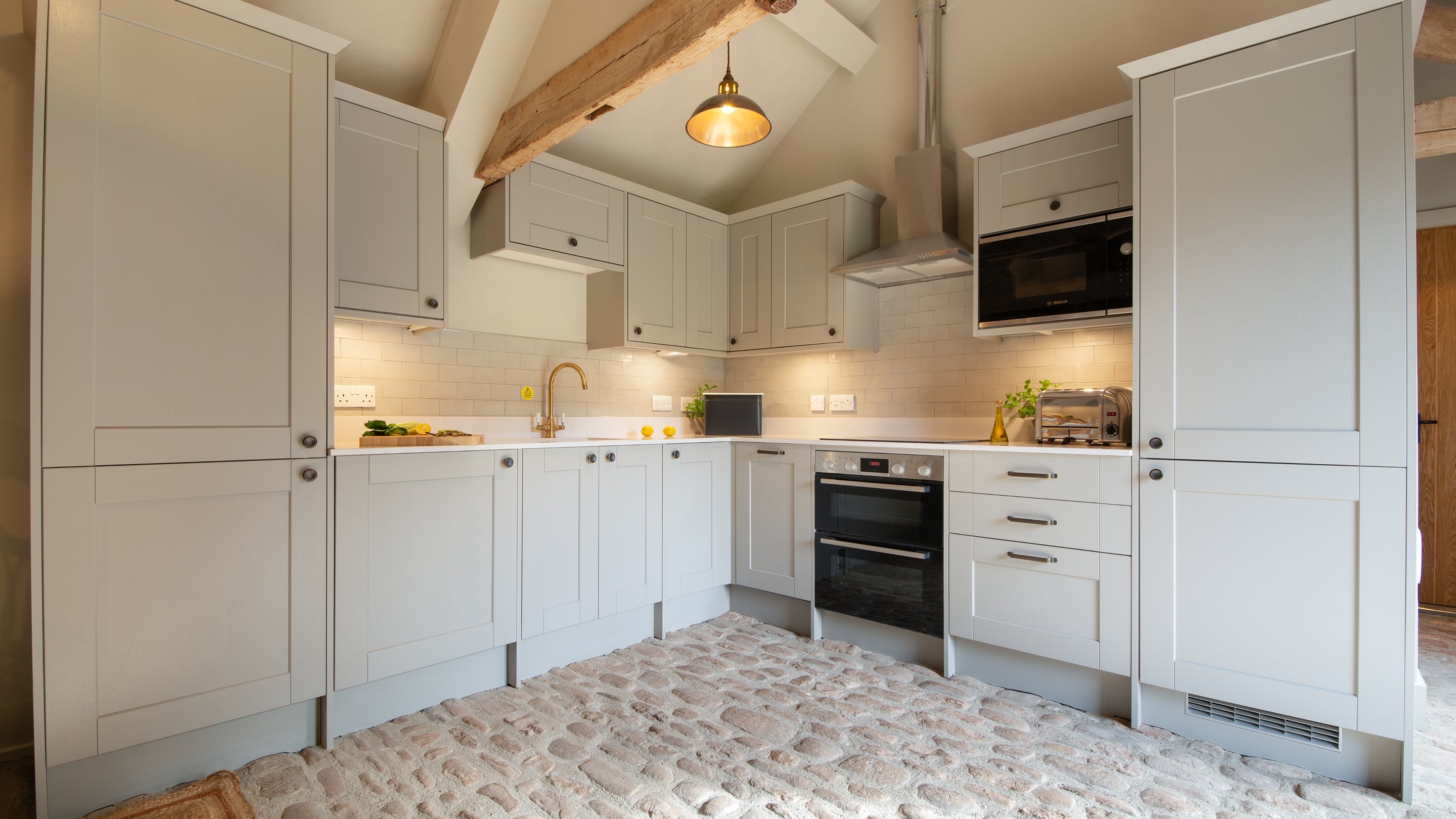 The ktichen area at Kiln Barn, Herefordshire