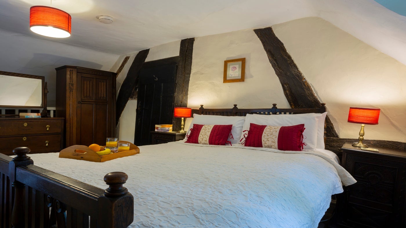 The double bedroom at Old Mill Cottage, Brockhampton, Herefordshire