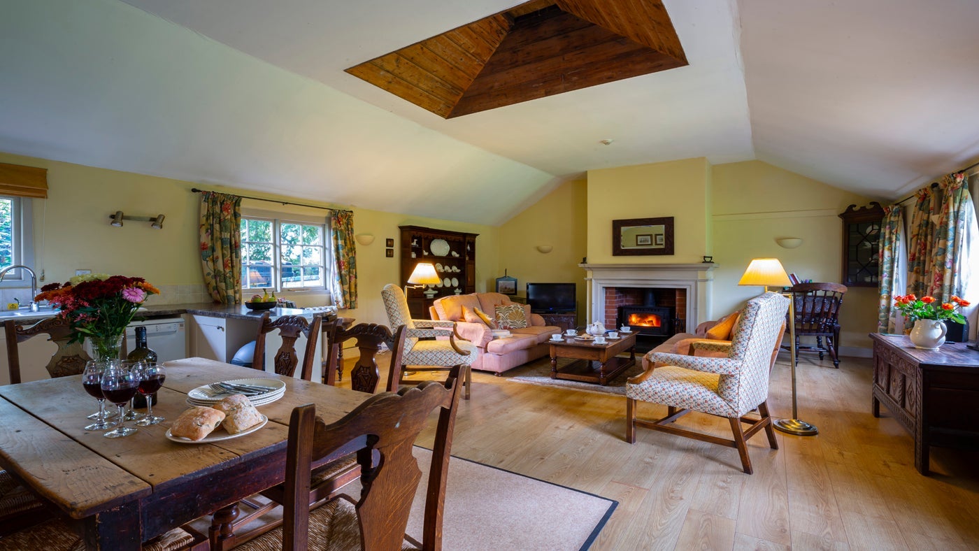 The sitting room and dining area at The Triumphal Arch, Leominster, Herefordshire