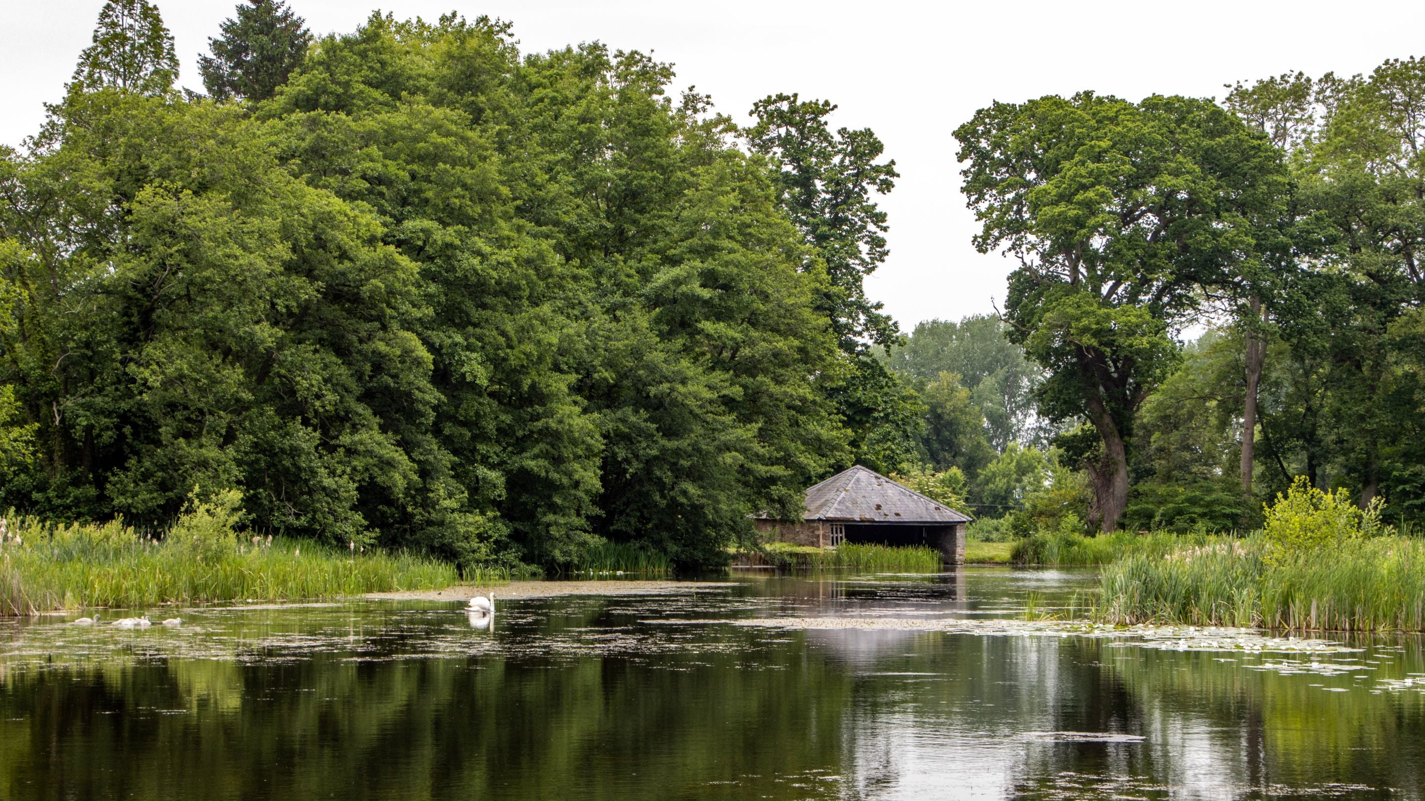 Boathouse on the lake at Berrington Hall, Herefordshire