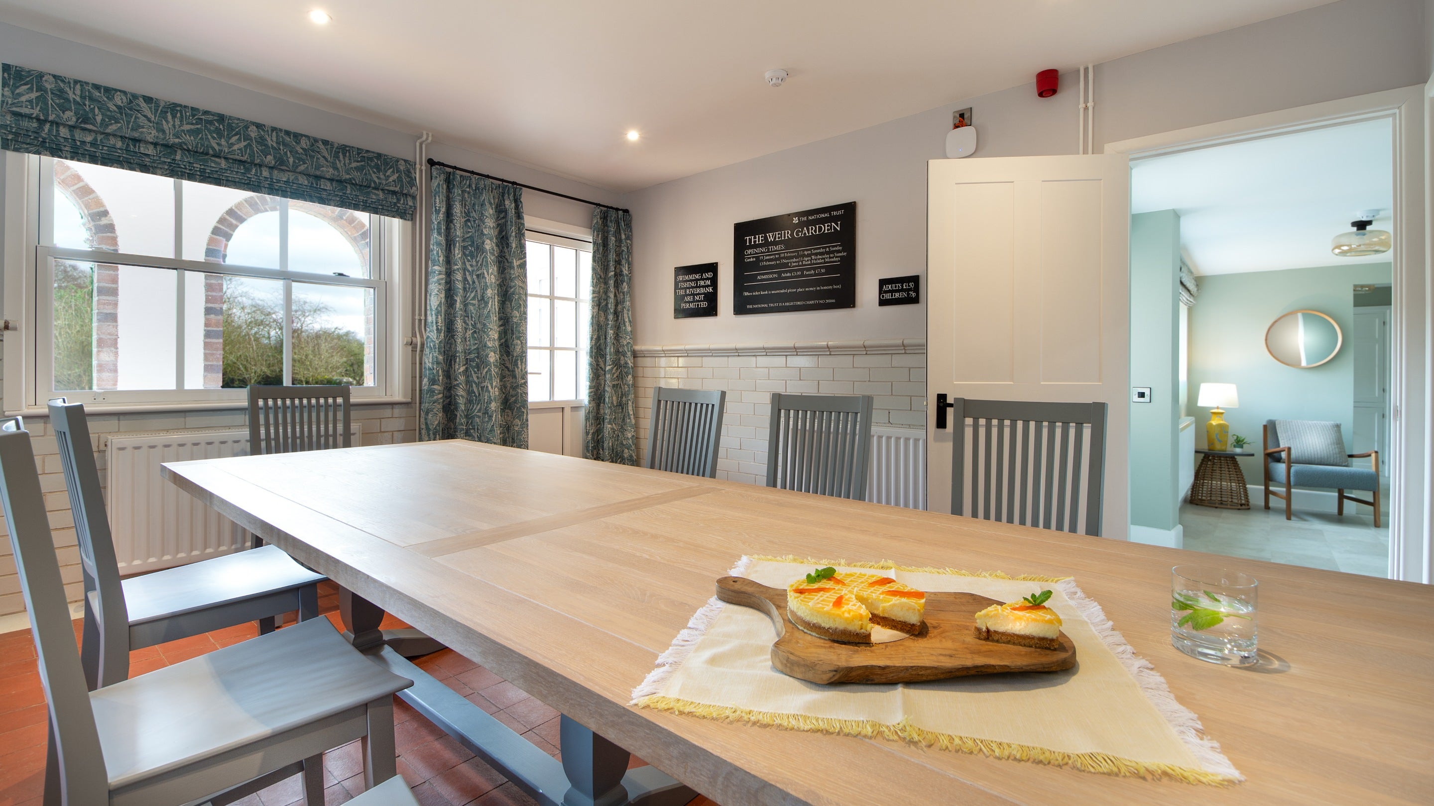 The dining room with table for 10 at The Weir Garden Cottage, Herefordshire