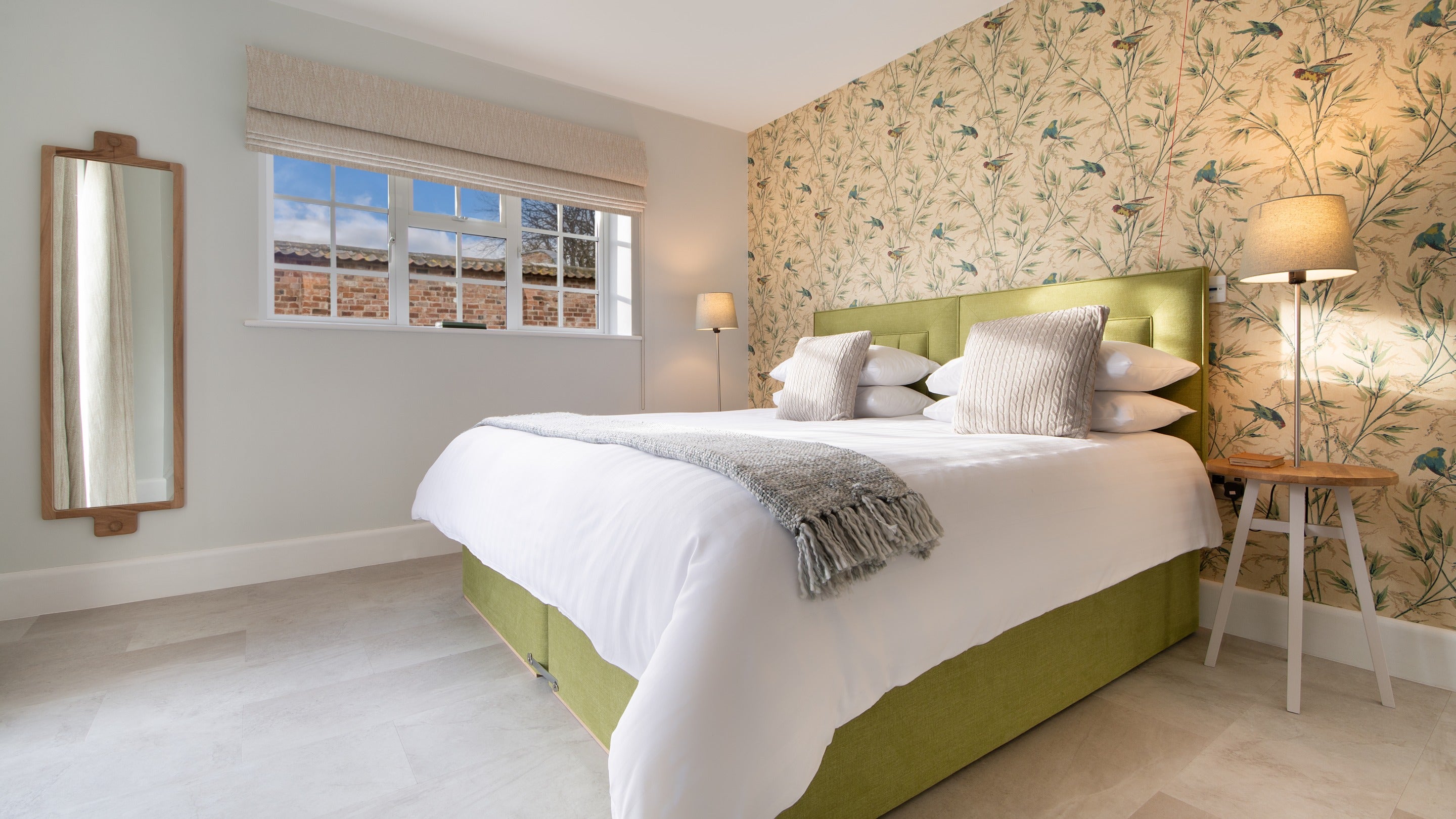 The accessible double bedroom on the ground floor at The Weir Garden Cottage, Herefordshire