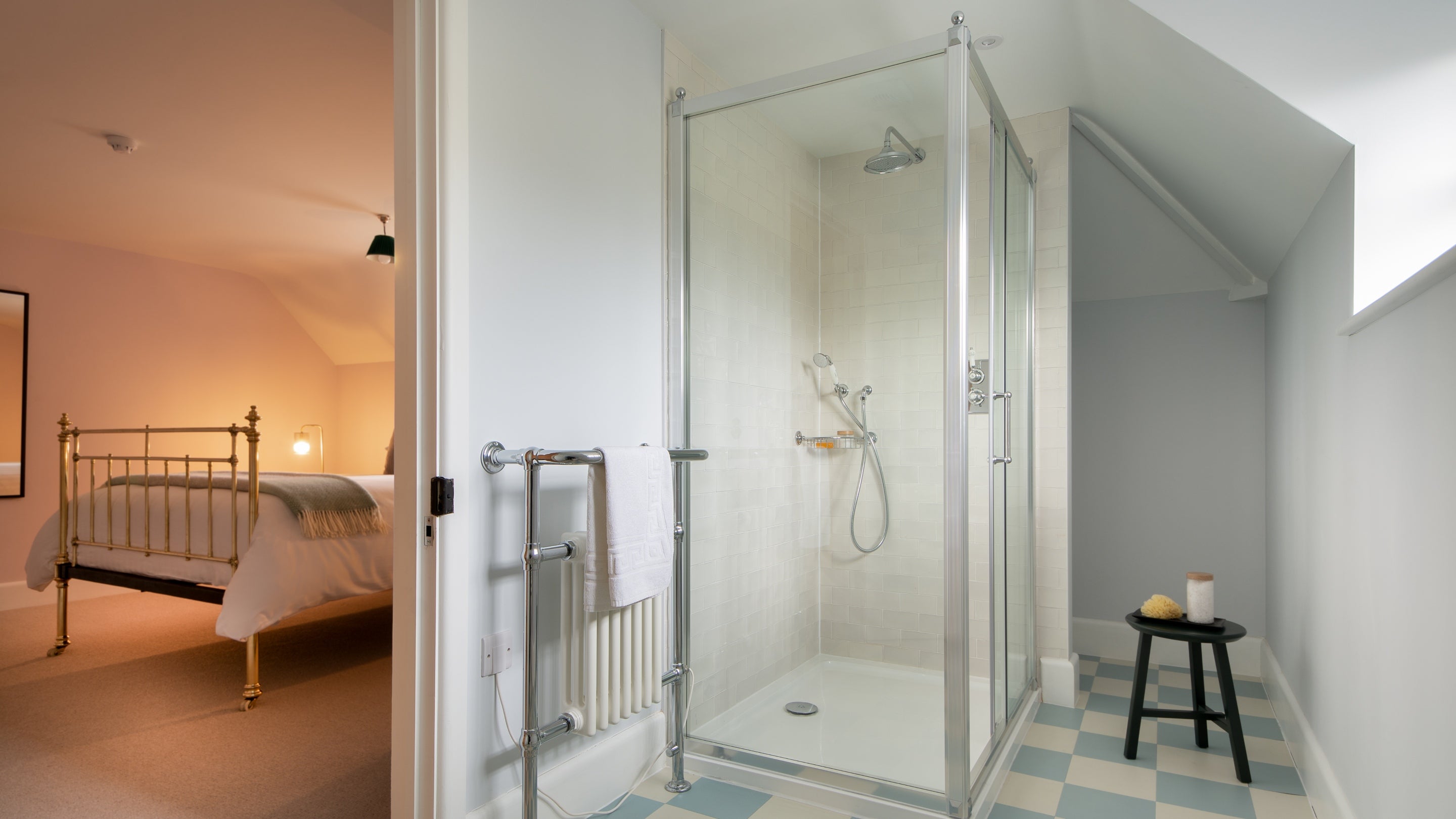 One of the en-suite shower rooms at The Weir Garden Cottage, Herefordshire