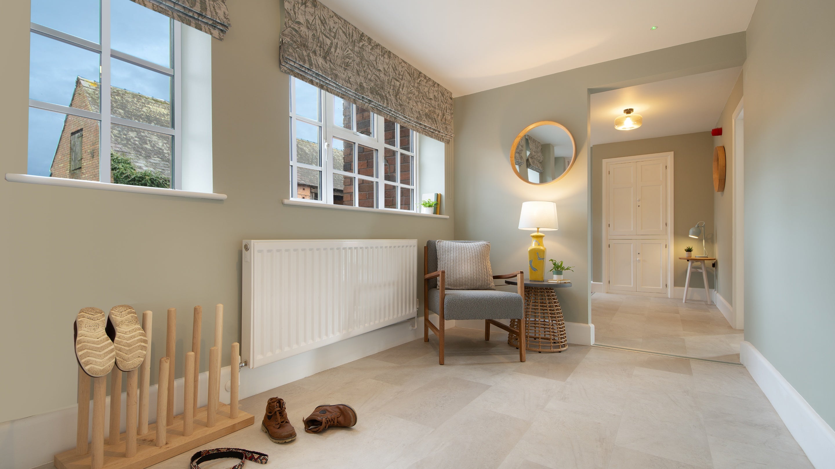 The entrance hall at The Weir Garden Cottage, Herefordshire