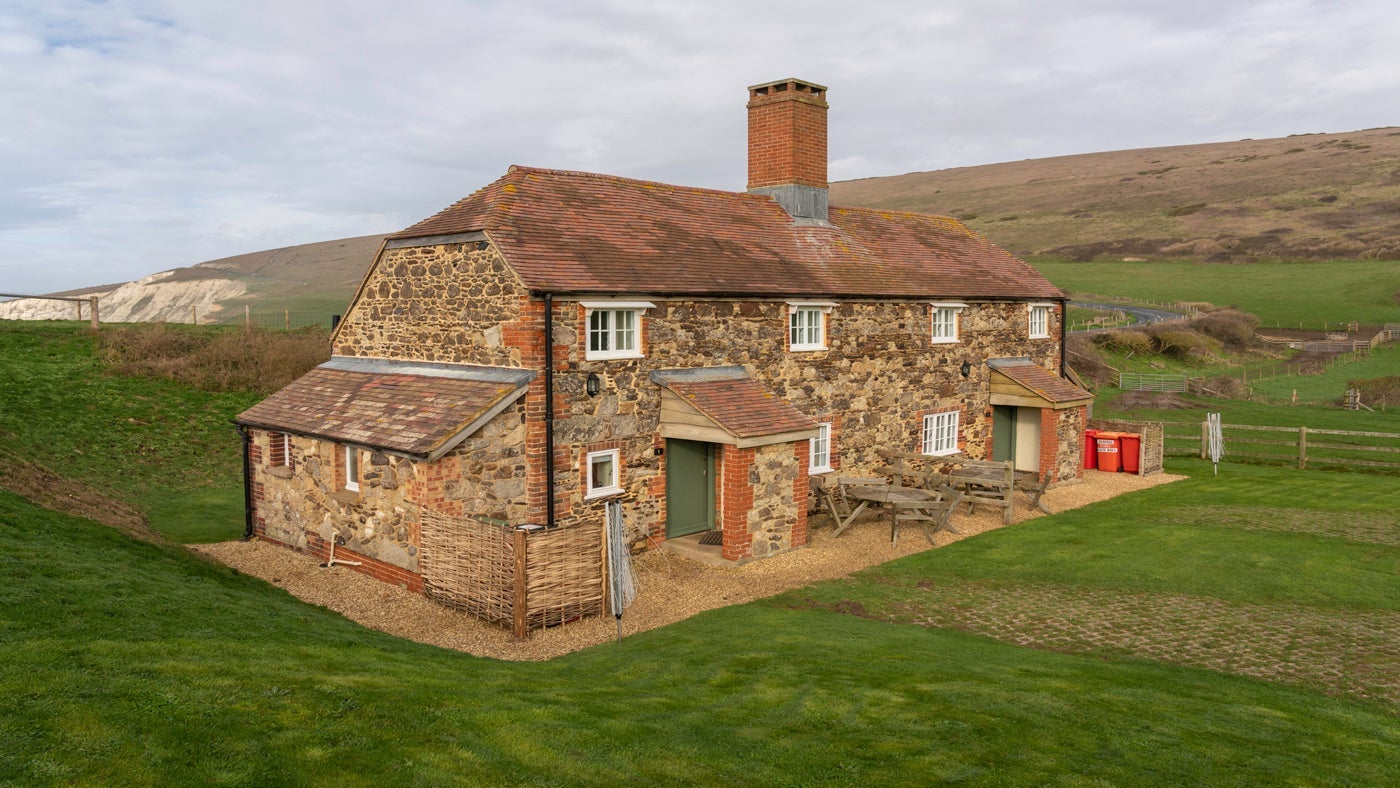 The exterior of 1 and 2 Compton Farm Cottages, Newport, Isle of Wight