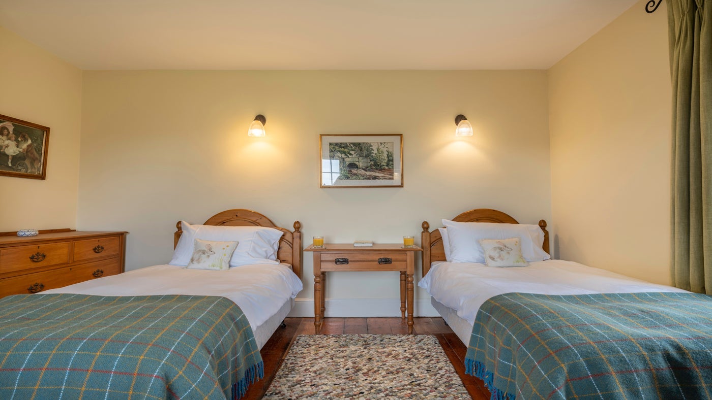 One of the twin bedrooms at Longstone Cottage, Mottistone, Isle of Wight